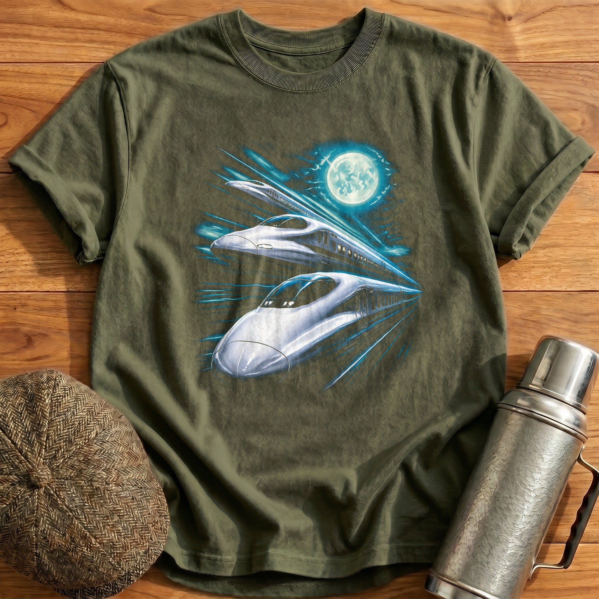 Speed Trains Moonlight Futuristic - Military Green