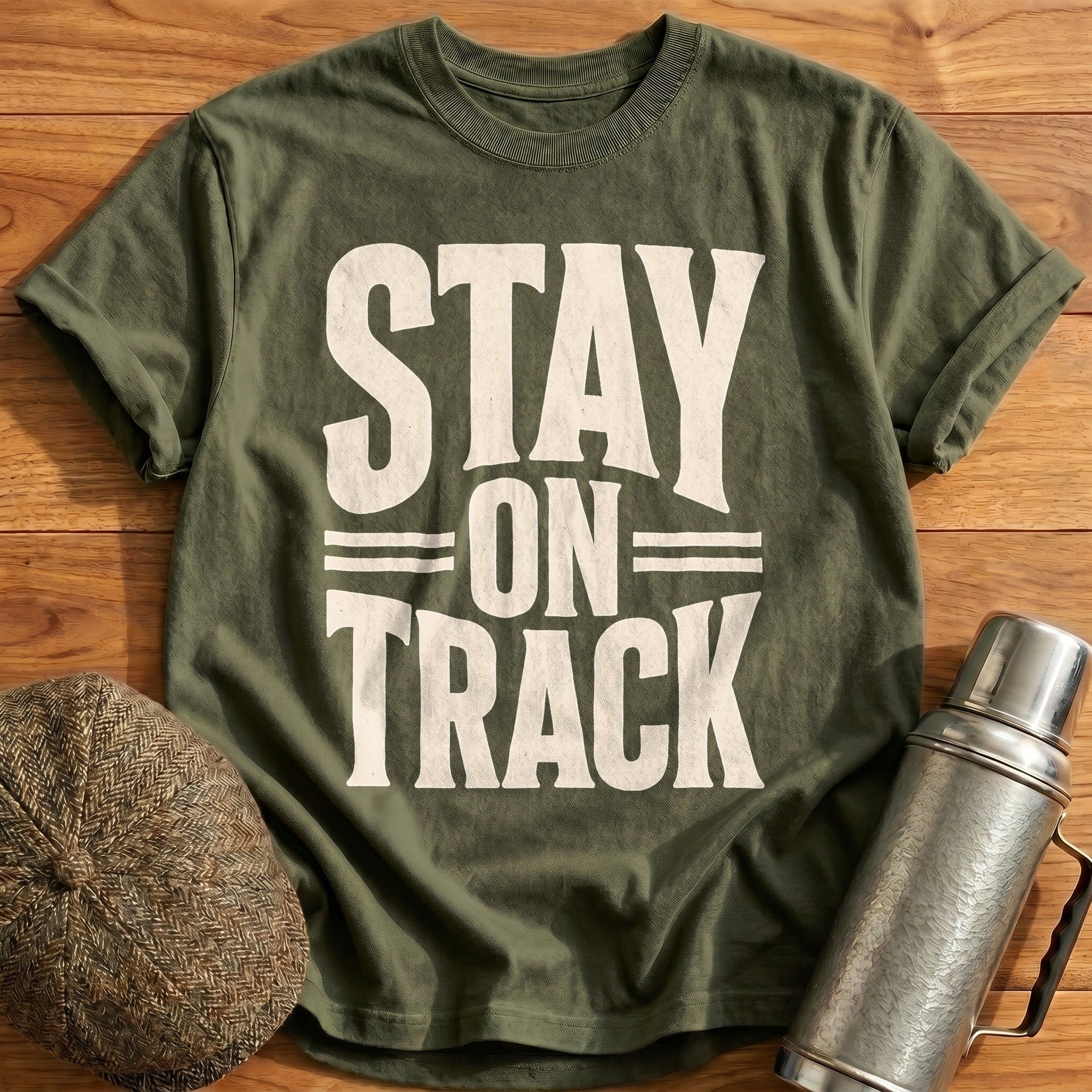 Stay On Track Motivational Athlete - Military Green