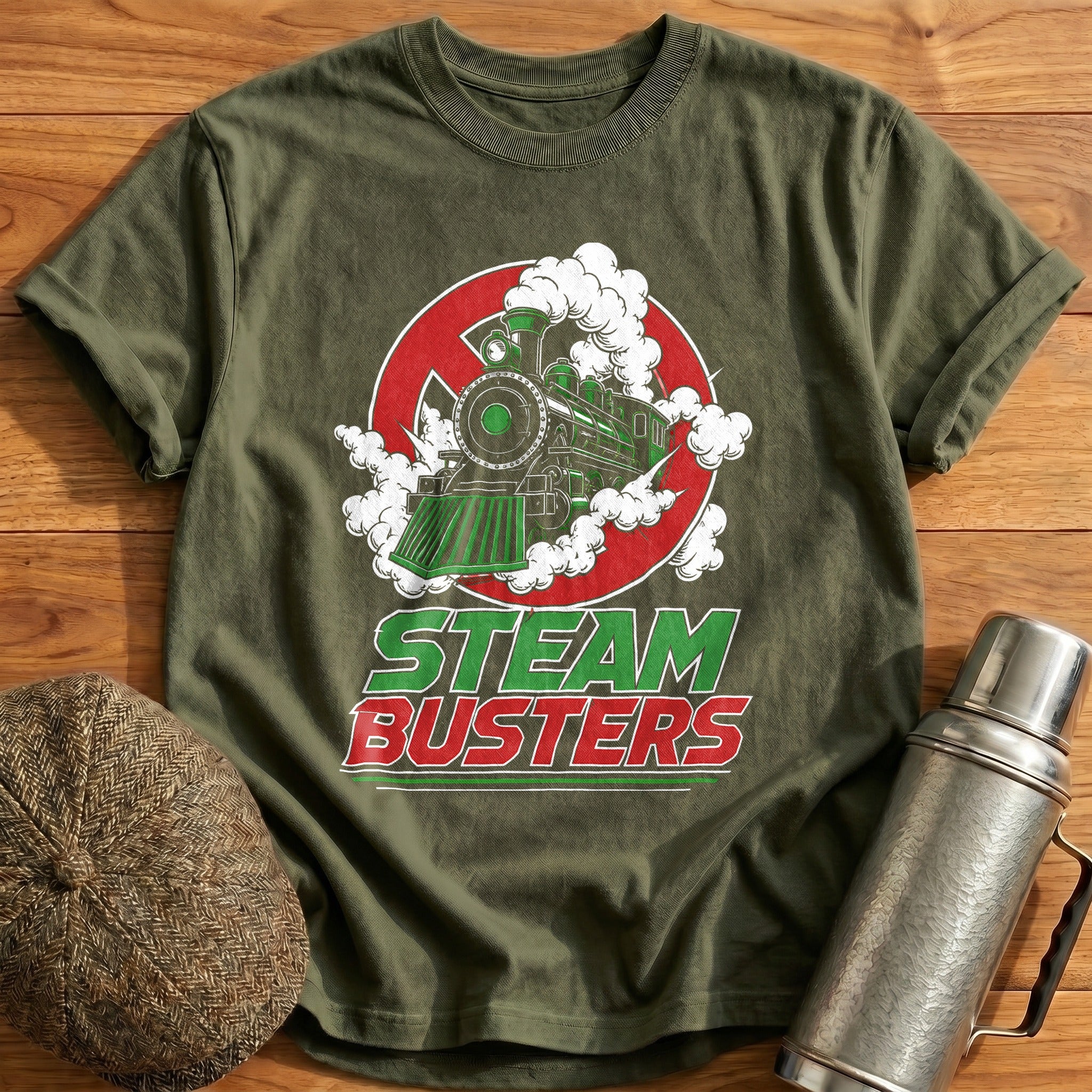Steam Busters 76 T-Shirt - Military Green