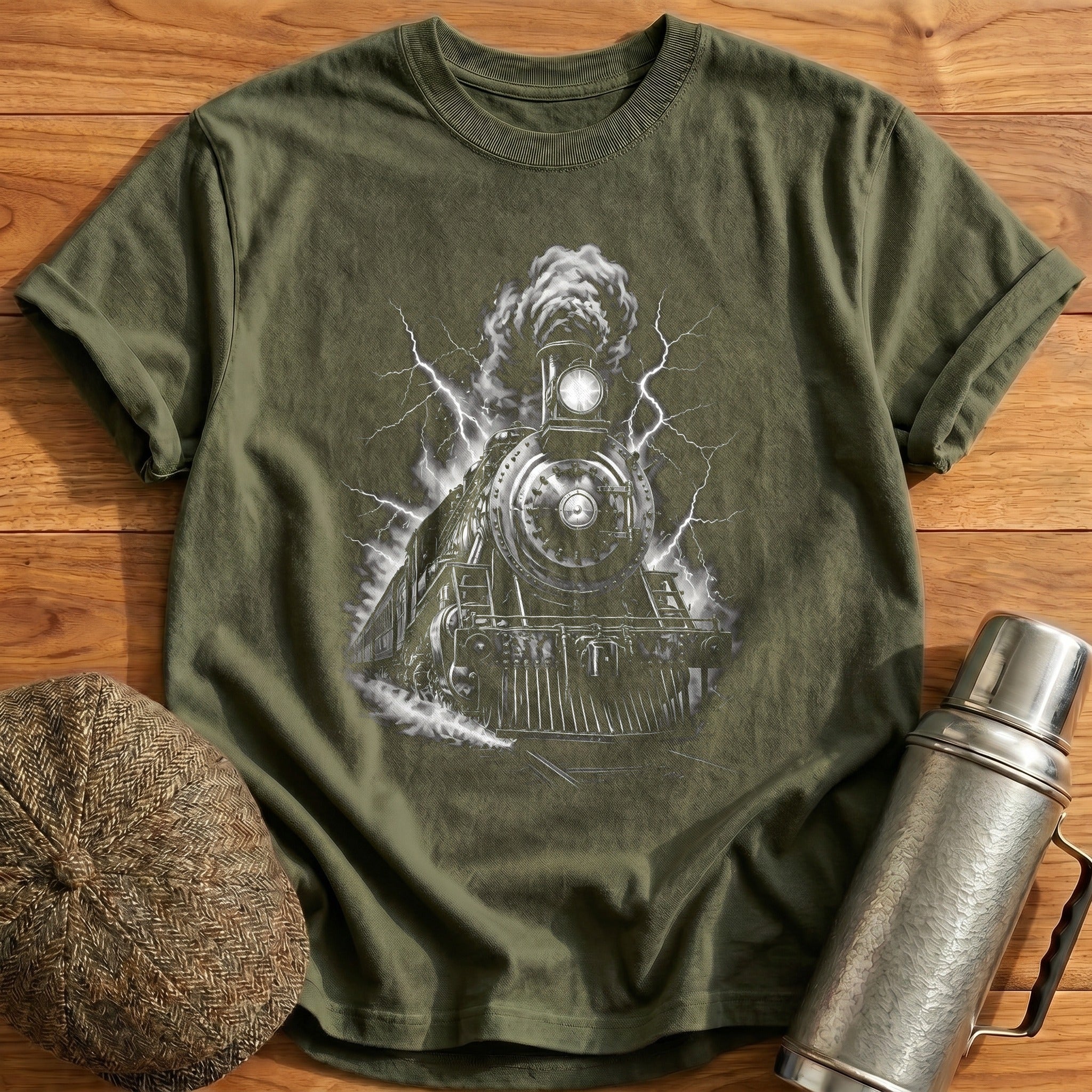 Steam Engine Locomotive Train Enthusiast - Military Green