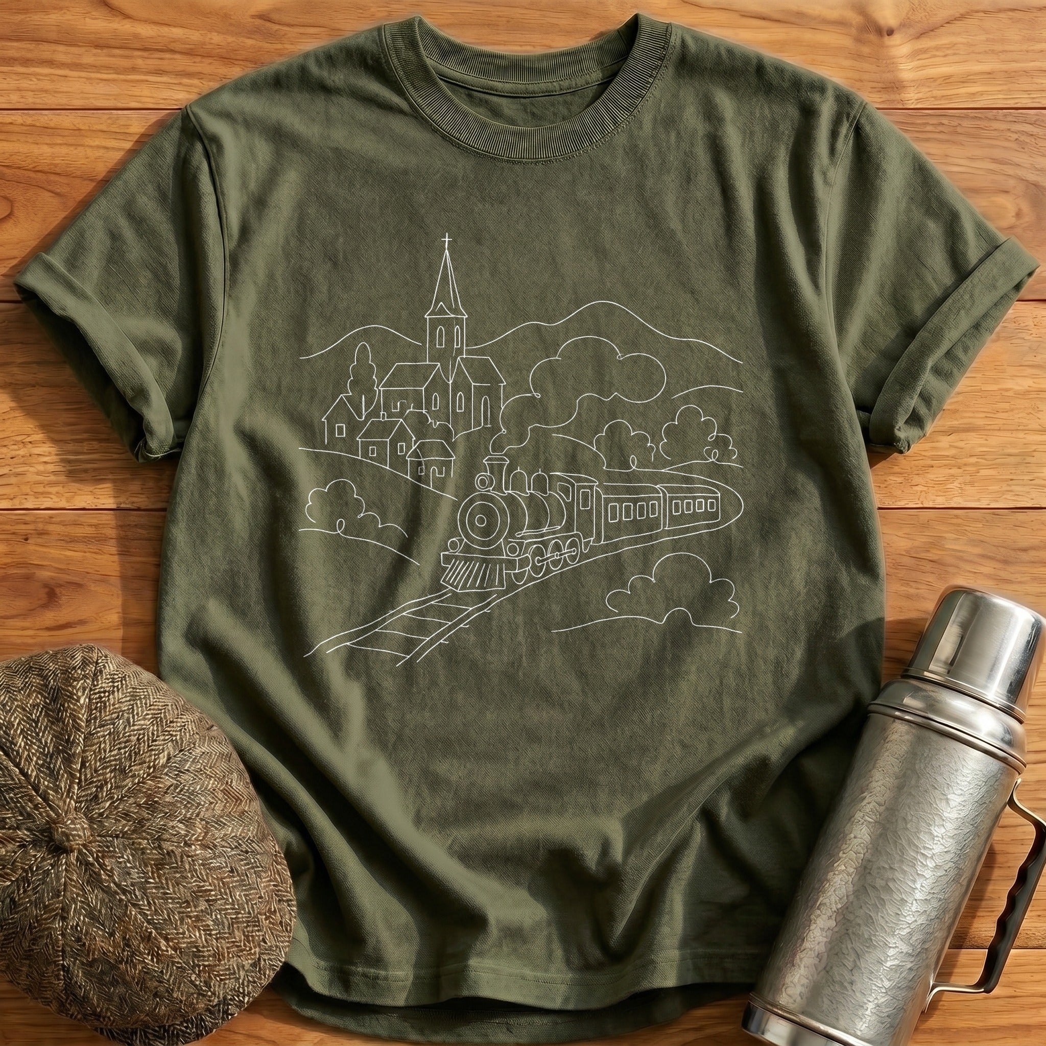 Steam Village Church 78 T-Shirt - Military Green