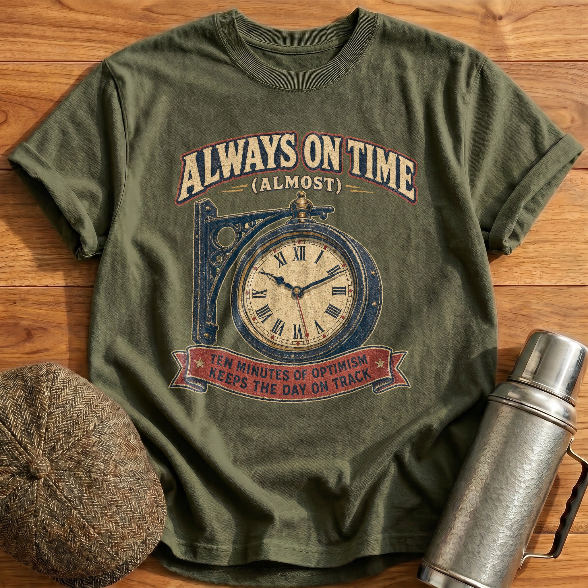 Ten Minutes of Optimism T-Shirt - Military Green