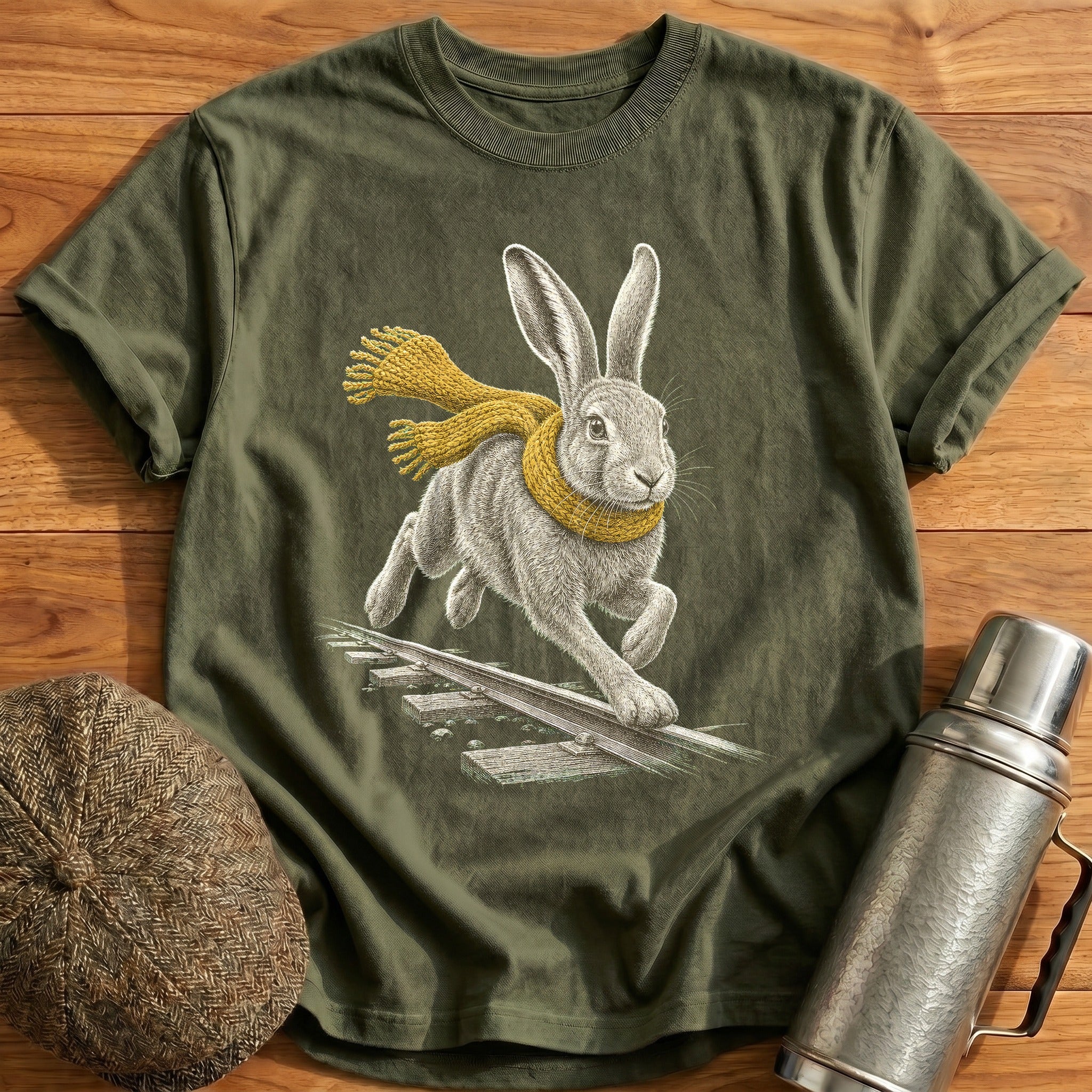 The Golden Scarf T-Shirt - Military Green