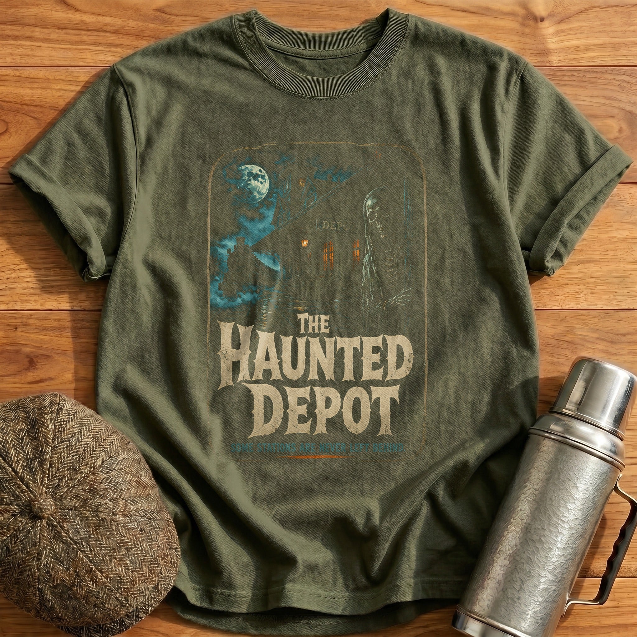 The Haunted Depot T-Shirt - Military Green