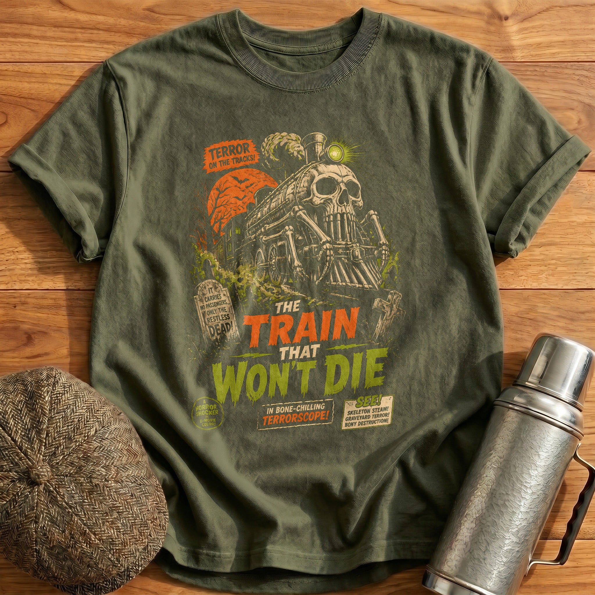 The Train That Wont Die T-Shirt - Military Green