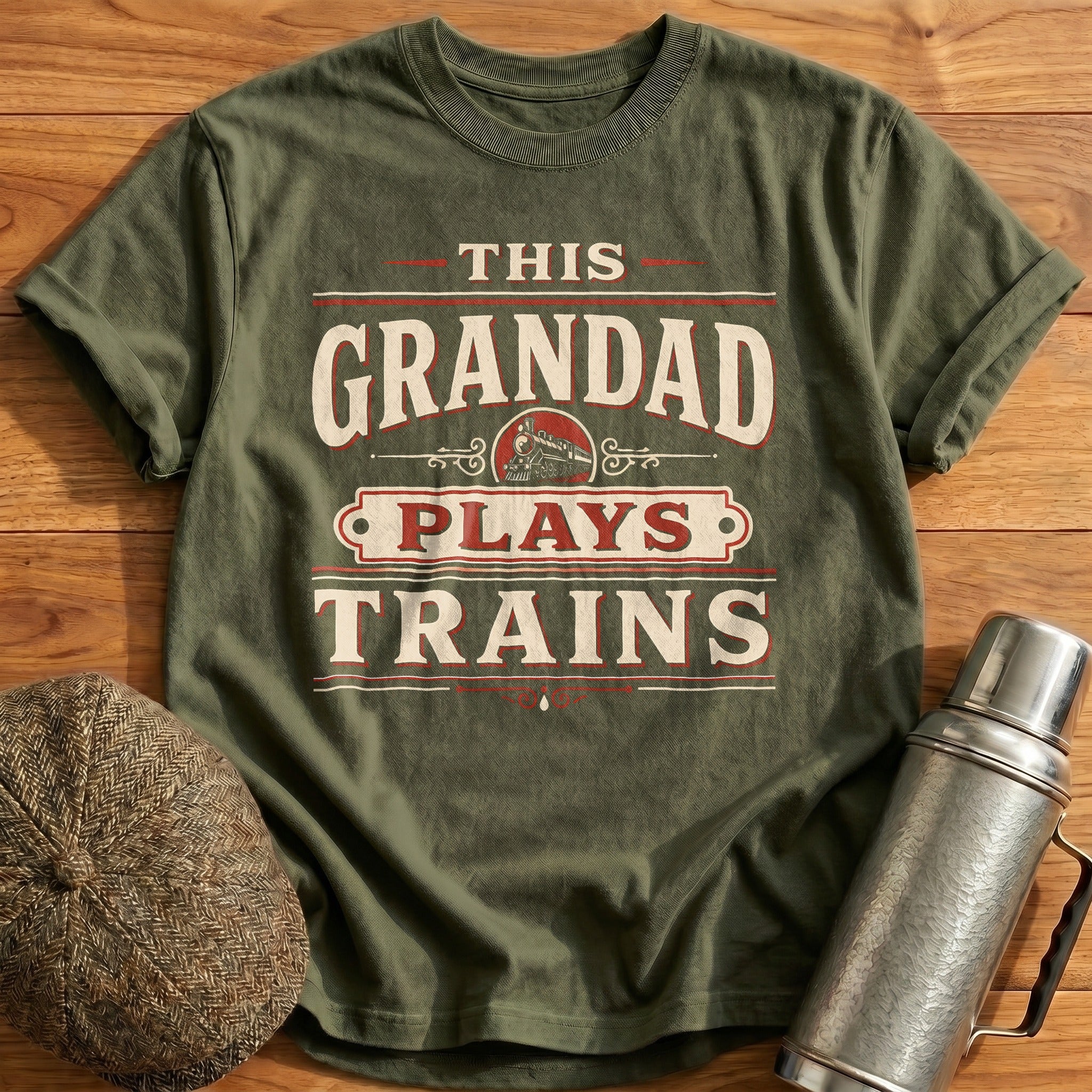 This Grandad Plays Trains - Military Green