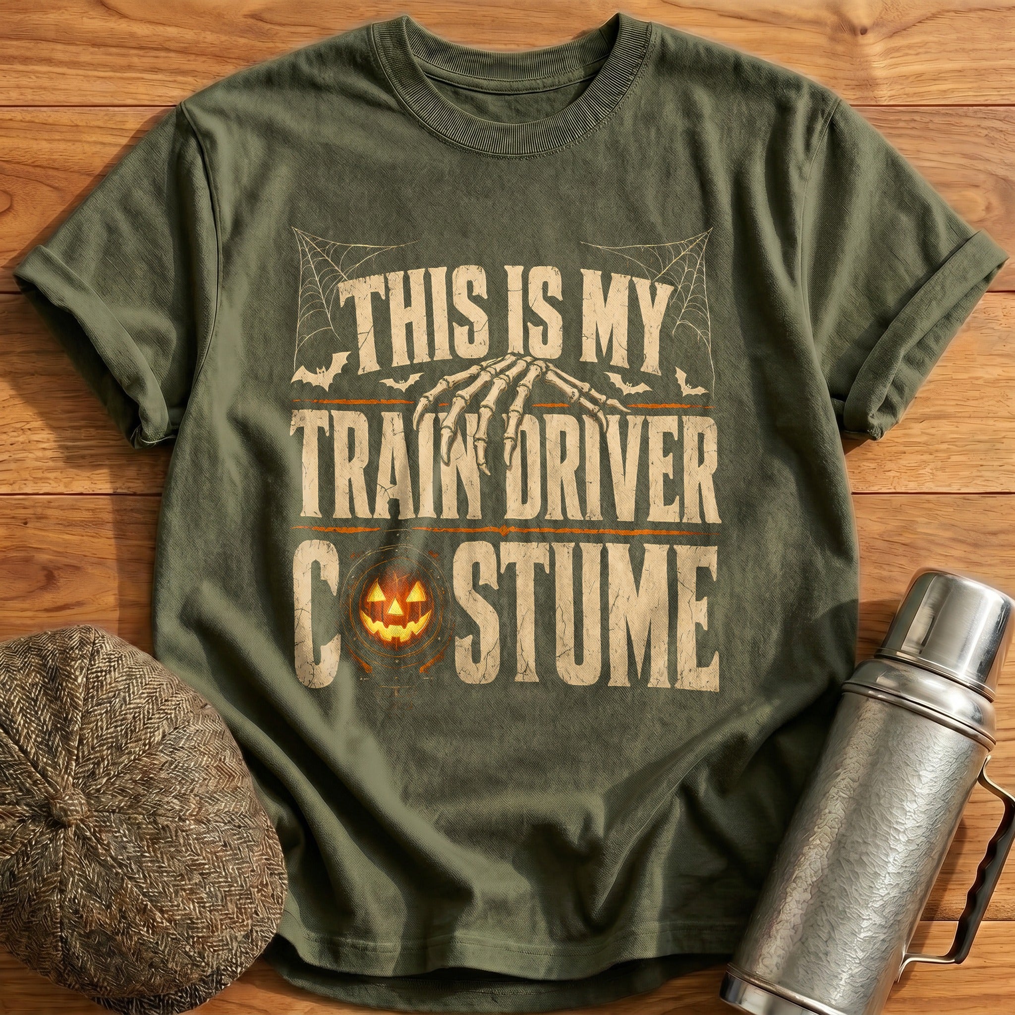 This Is My Train Driver Costume T-Shirt - Military Green