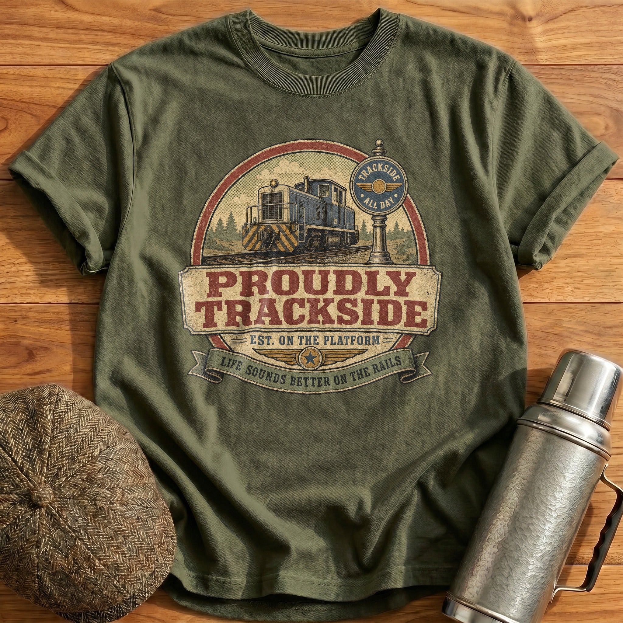 Trackside All Day T-Shirt - Military Green