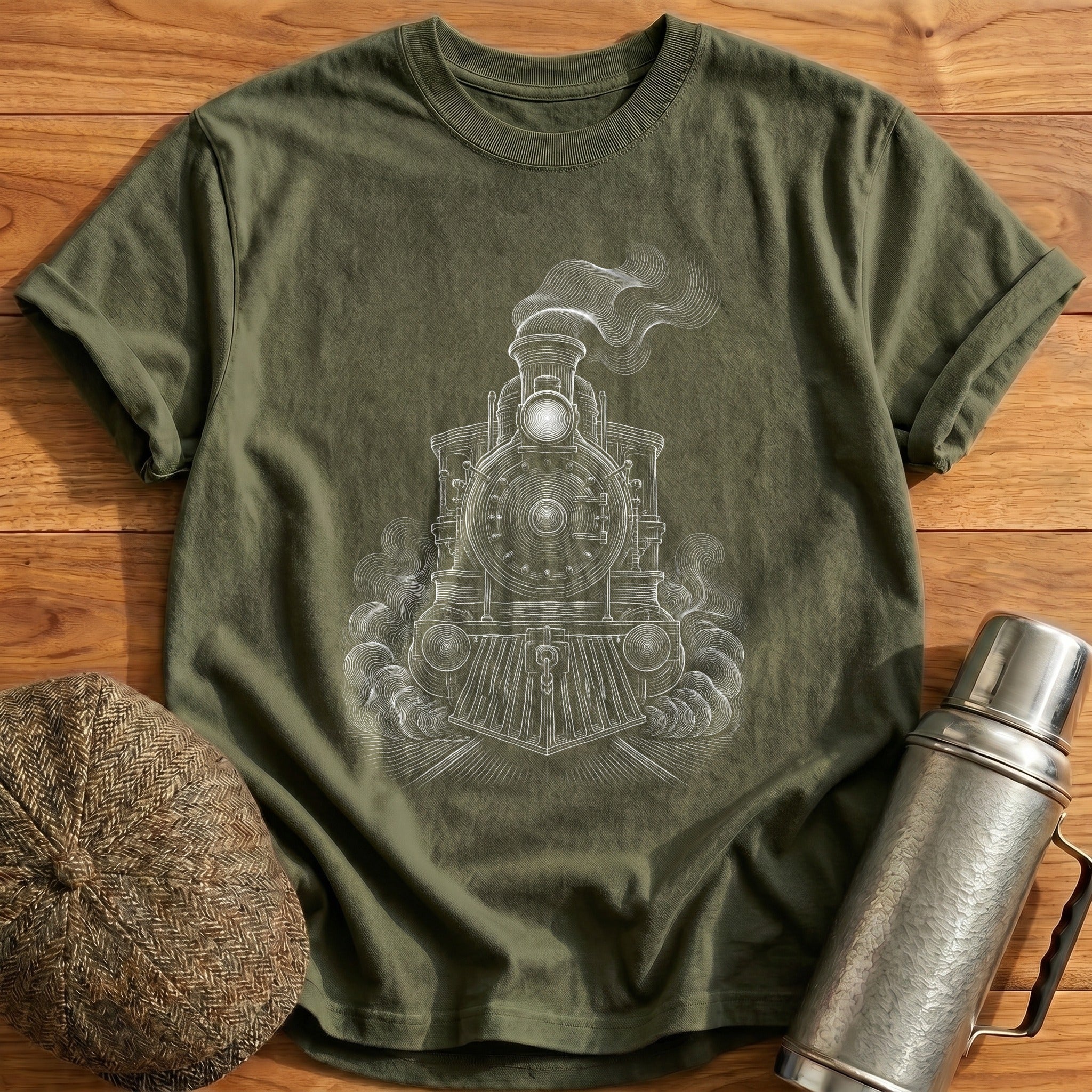 Train Front 24 T-Shirt - Military Green