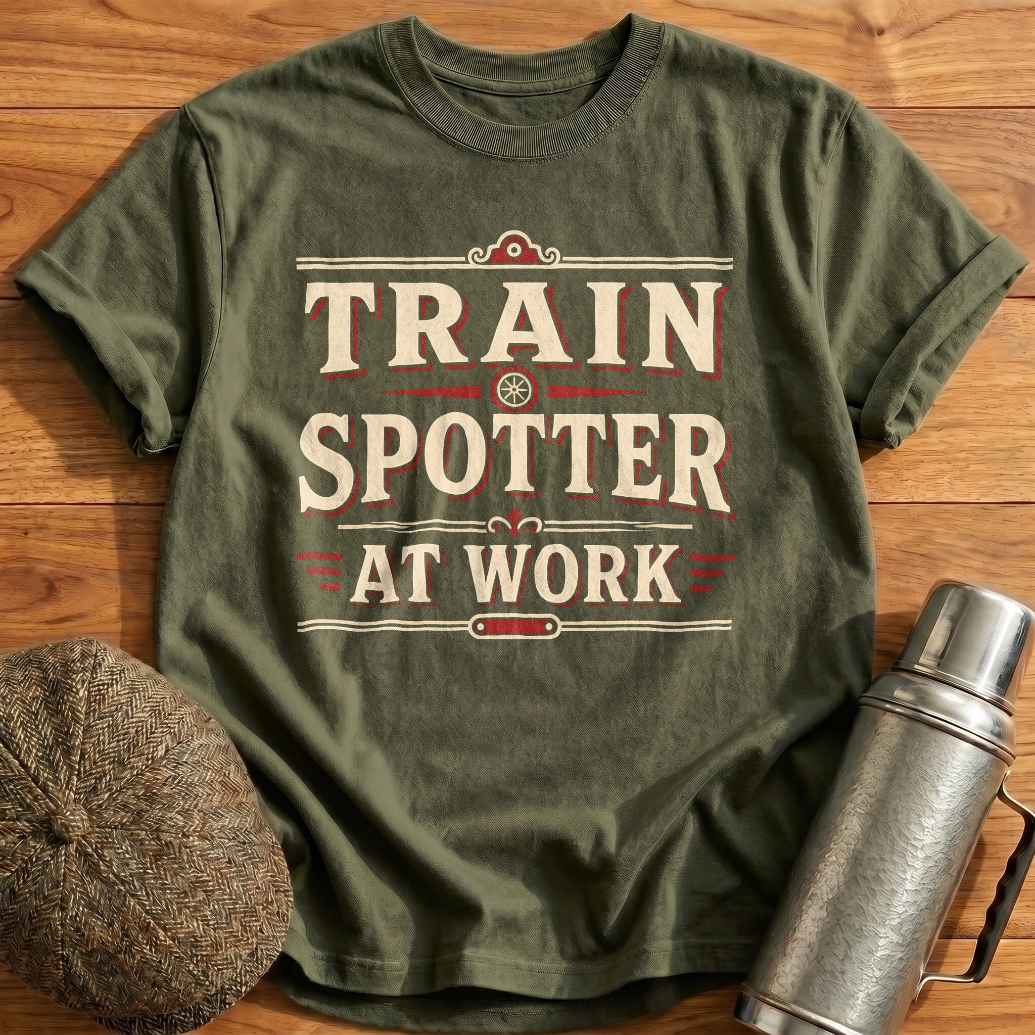Train Spotter At Work Railroad Enthusiast - Military Green