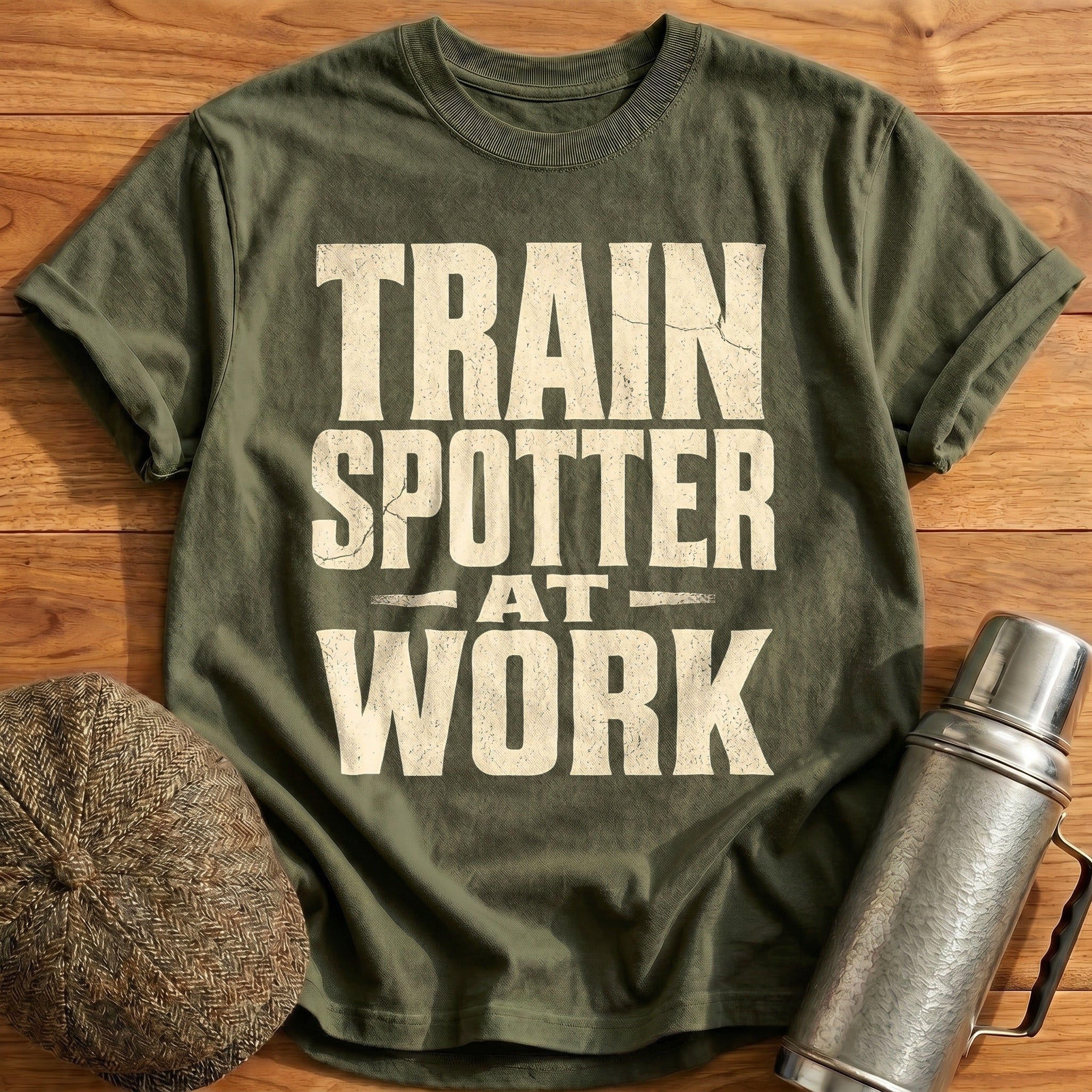 Train Spotter At Work Vintage - Military Green