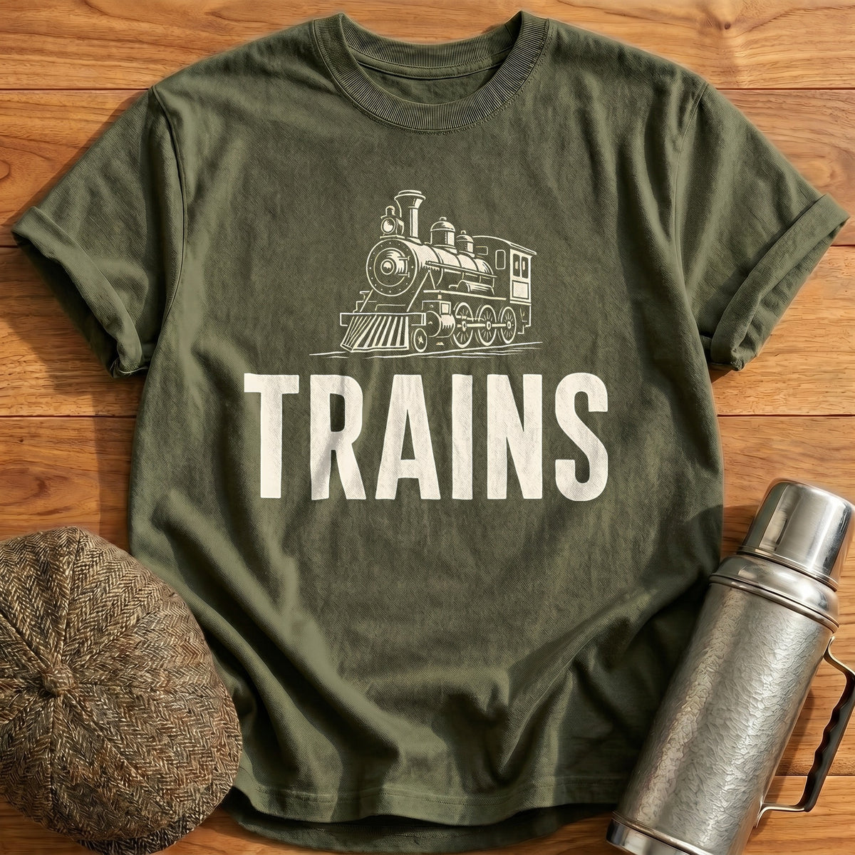 Trains 86 T-Shirt - Military Green
