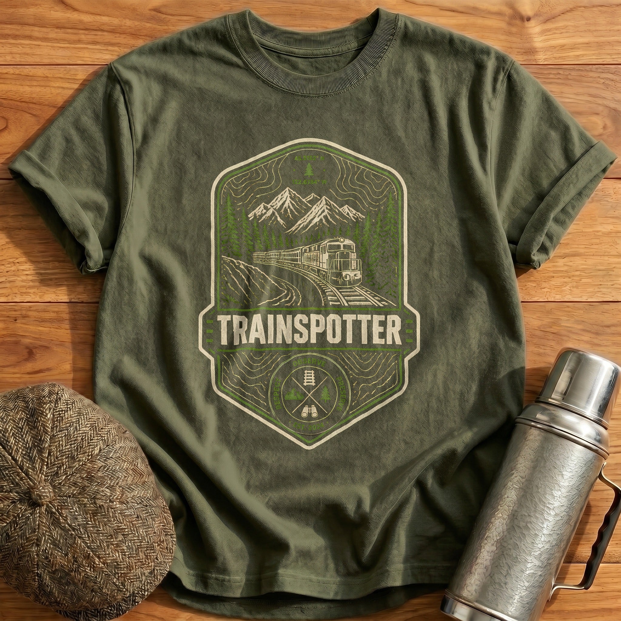 Trainspotter T-Shirt - Military Green
