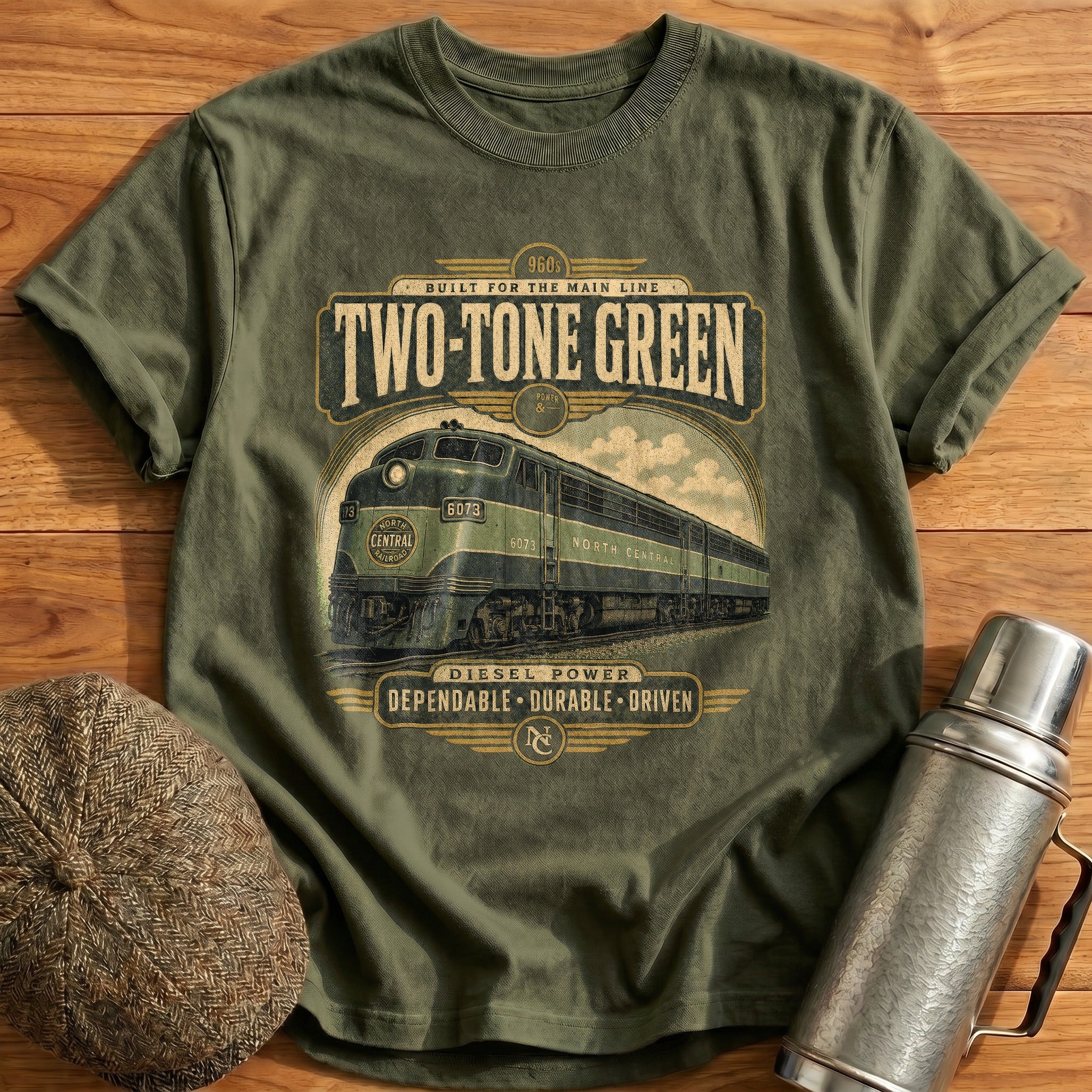 Two-Tone Green T-Shirt - Military Green