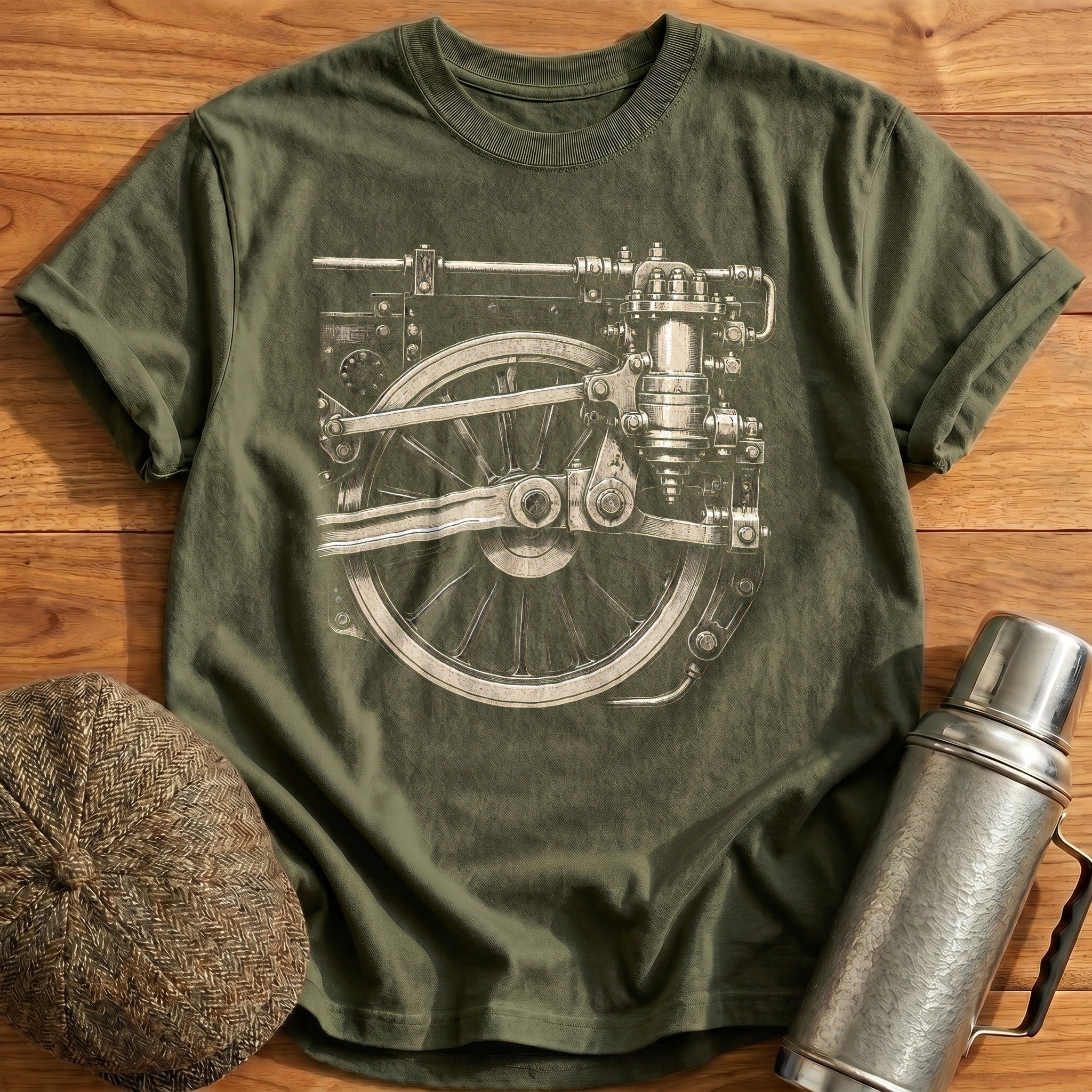 Valve Gear Blueprint T-Shirt - Military Green