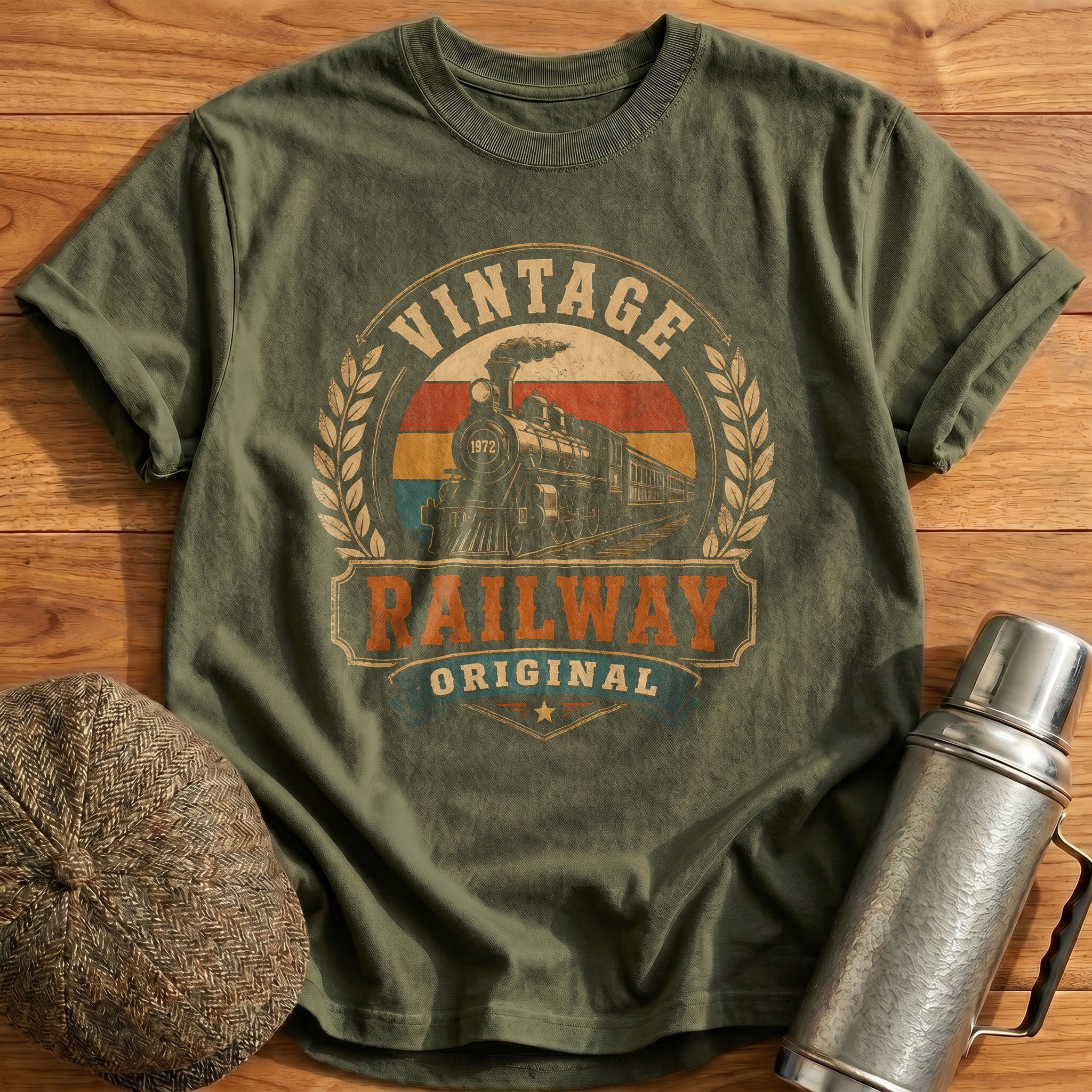 Vintage Railway Train Spotter - Military Green
