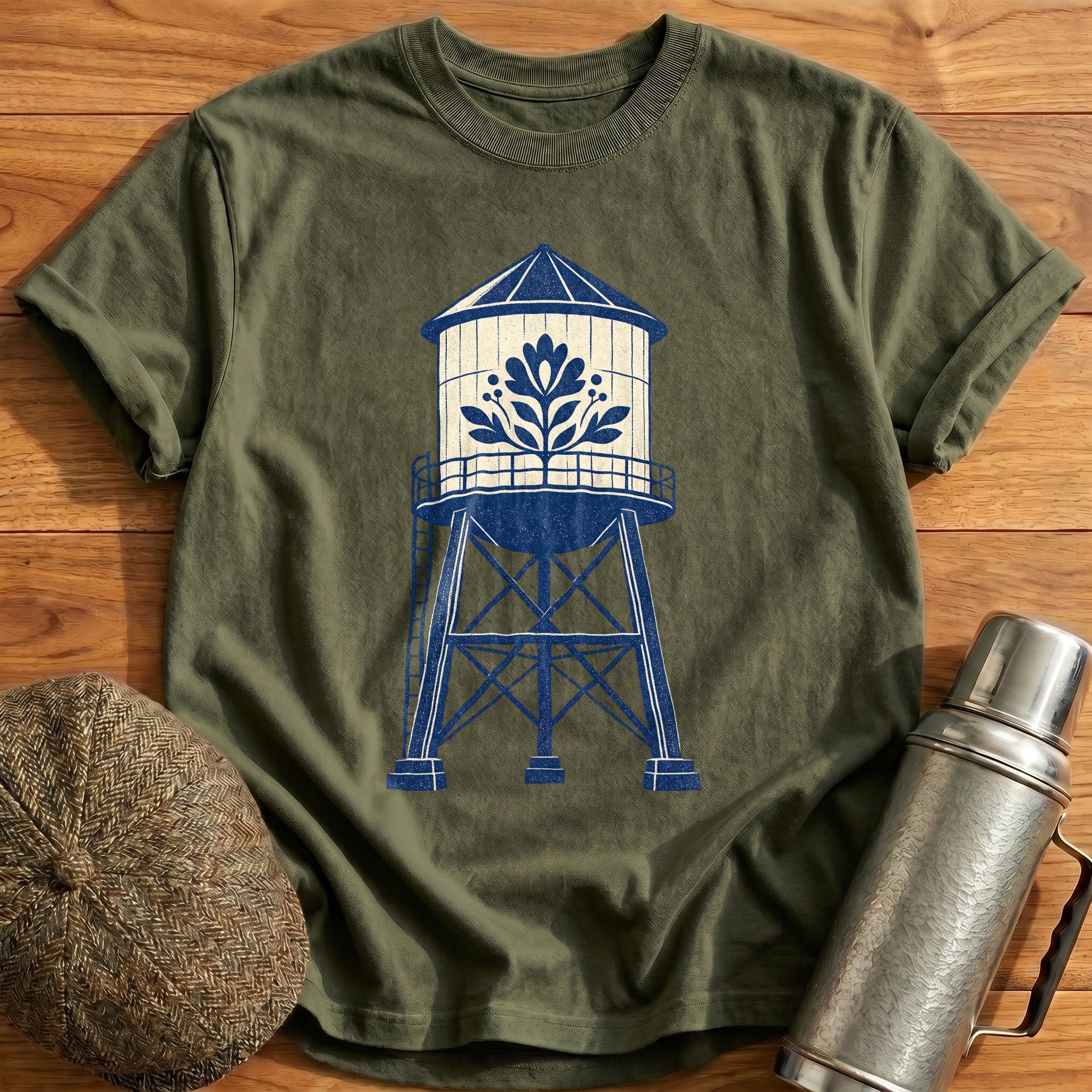 Water Tower T-Shirt - Military Green