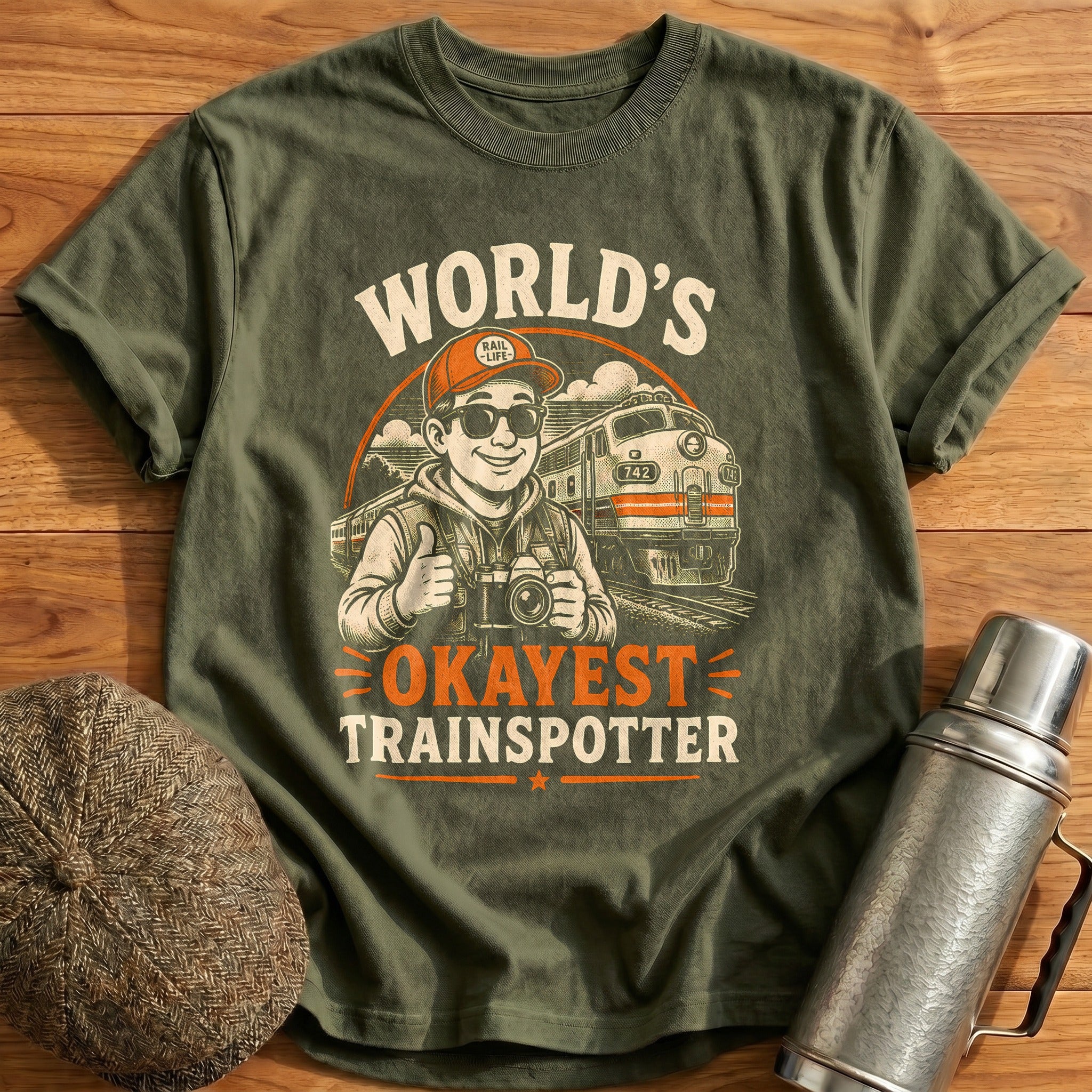 World's Okayest Spotter T-Shirt - Military Green