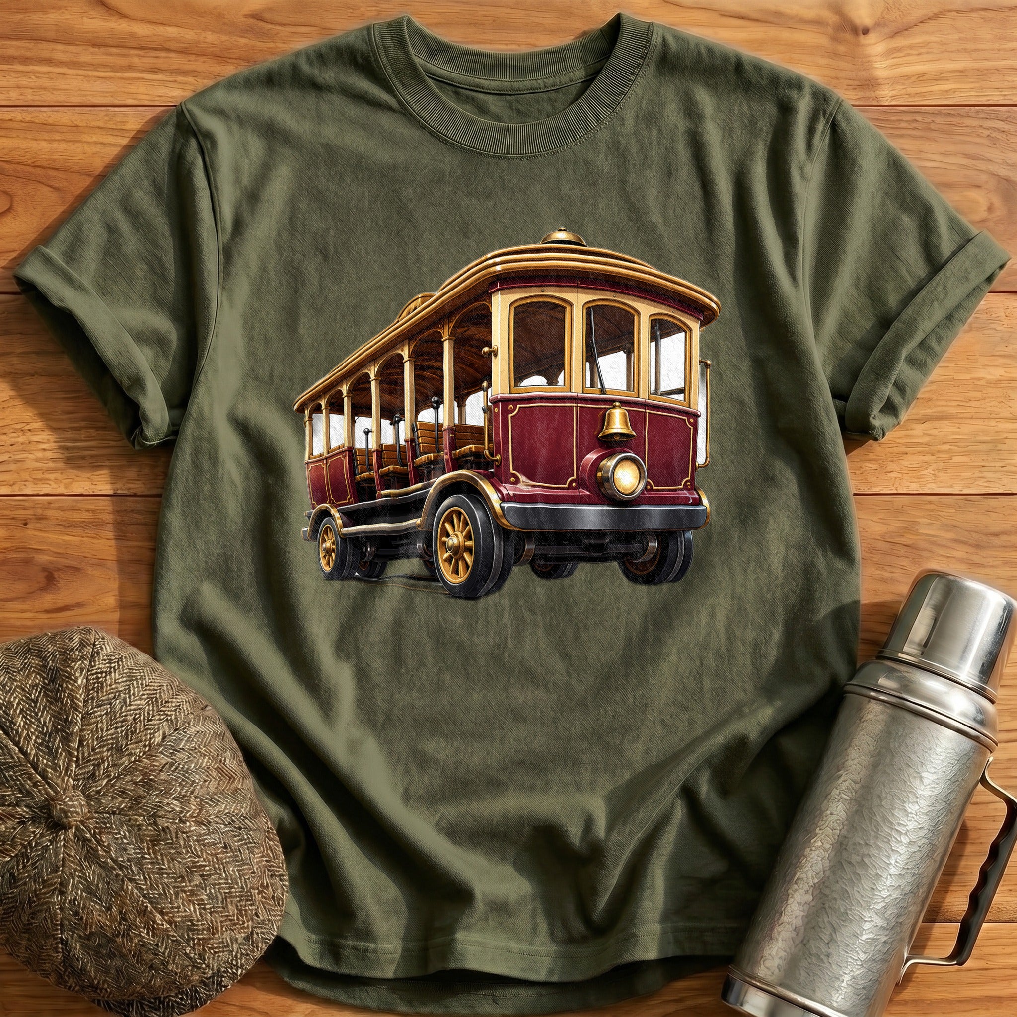 Cablecar Front34 T-Shirt - Military Green