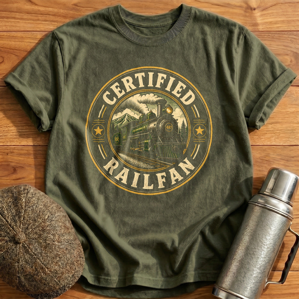 Certified Railfan Kids T-Shirt - Military Green
