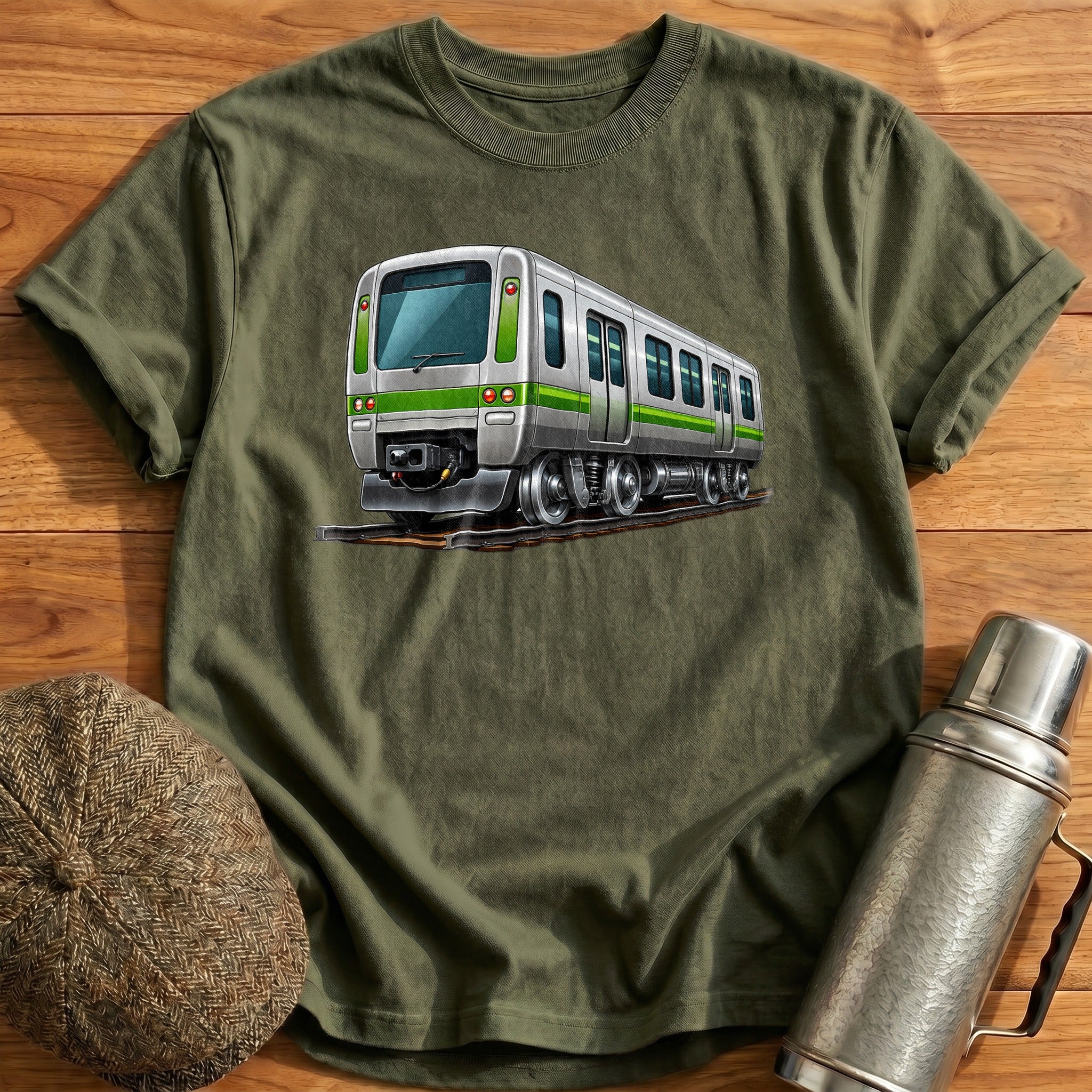 Metrotrain Rear34 T-Shirt - Military Green