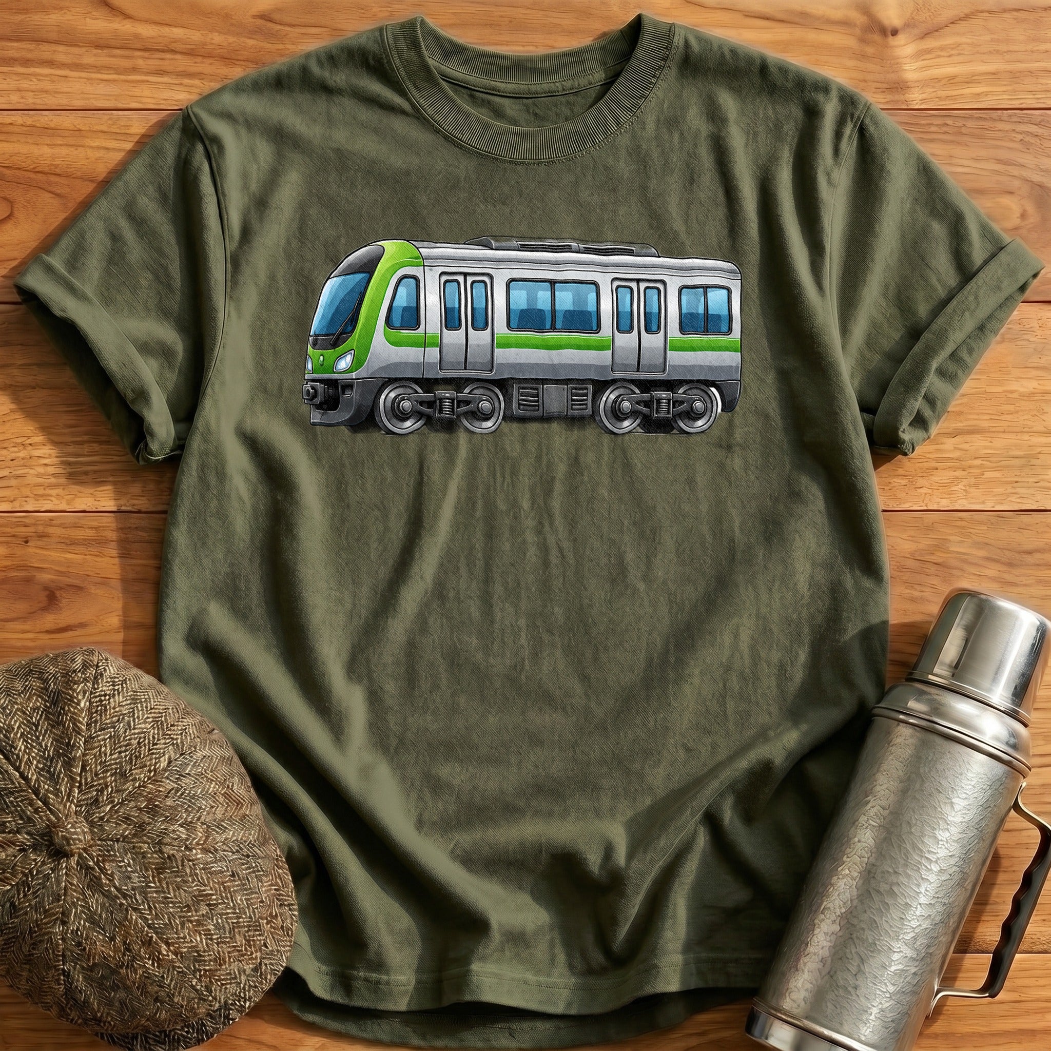 Metrotrain Side T-Shirt - Military Green