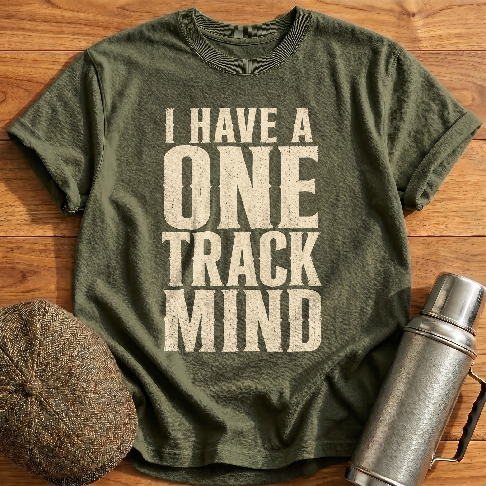 One Track Mind T-Shirt - Military Green
