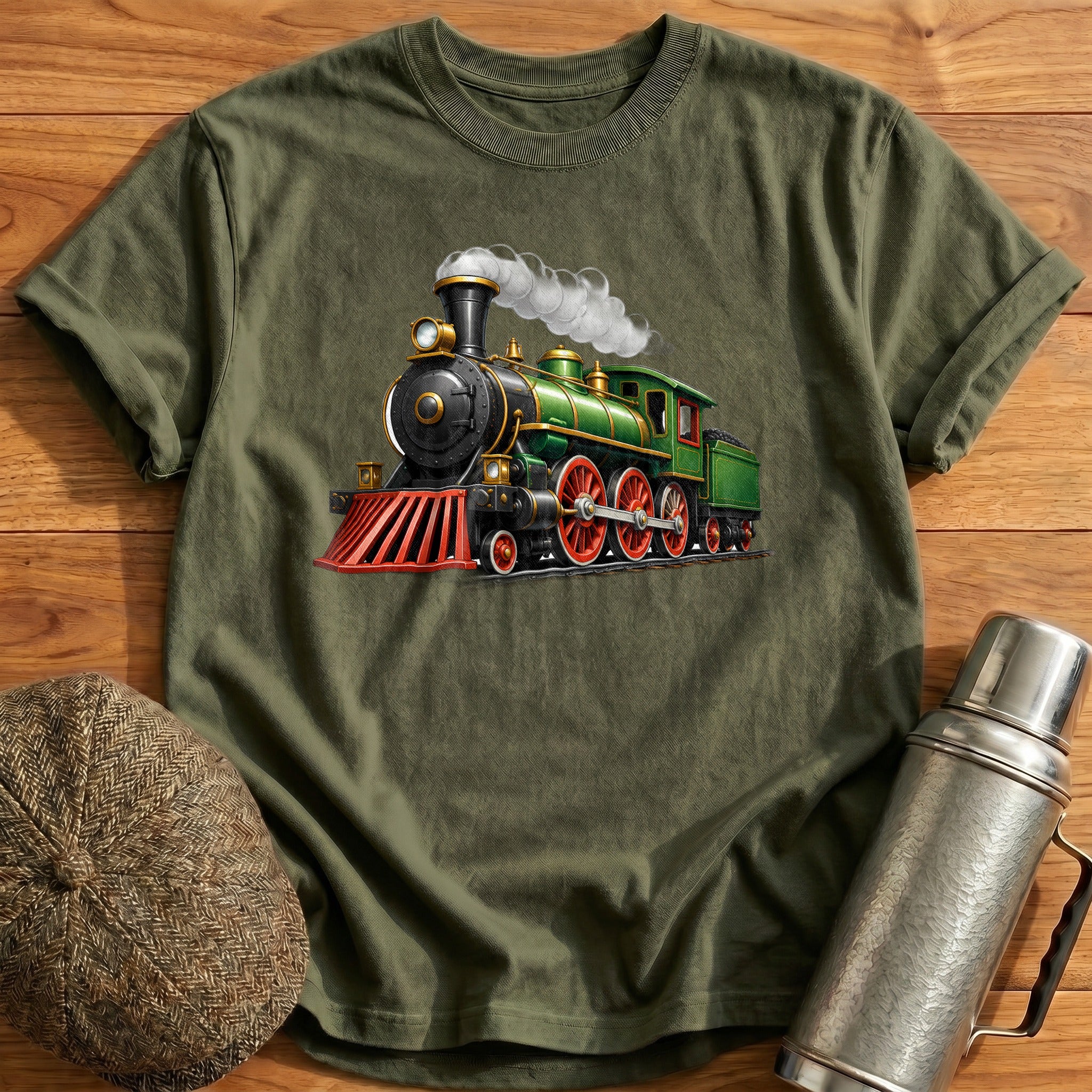 Steamloco Front34 T-Shirt - Military Green
