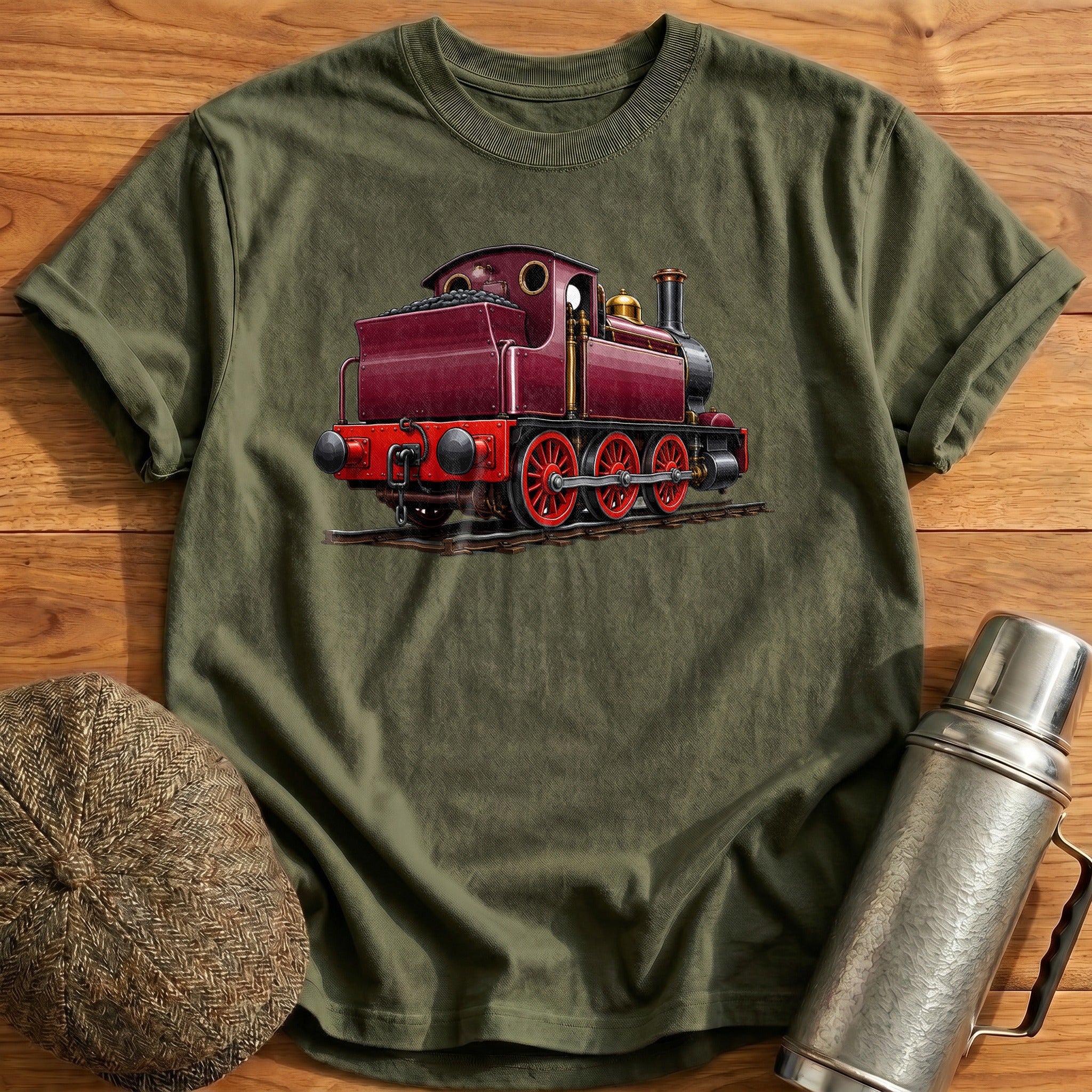 Tankengine Rear34 T-Shirt - Military Green