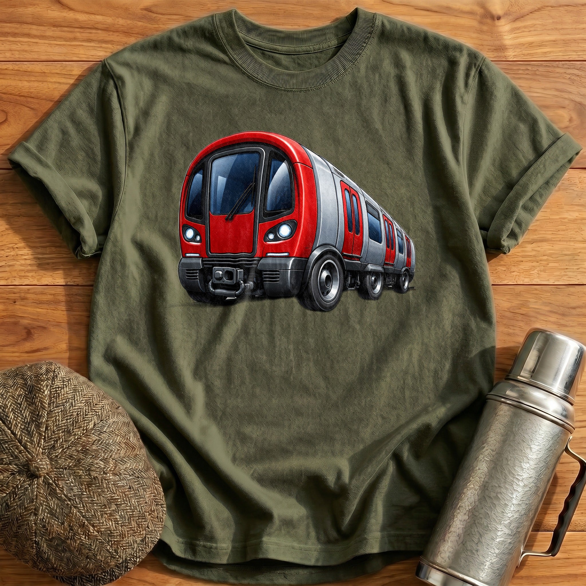 Tubetrain Front34 T-Shirt - Military Green