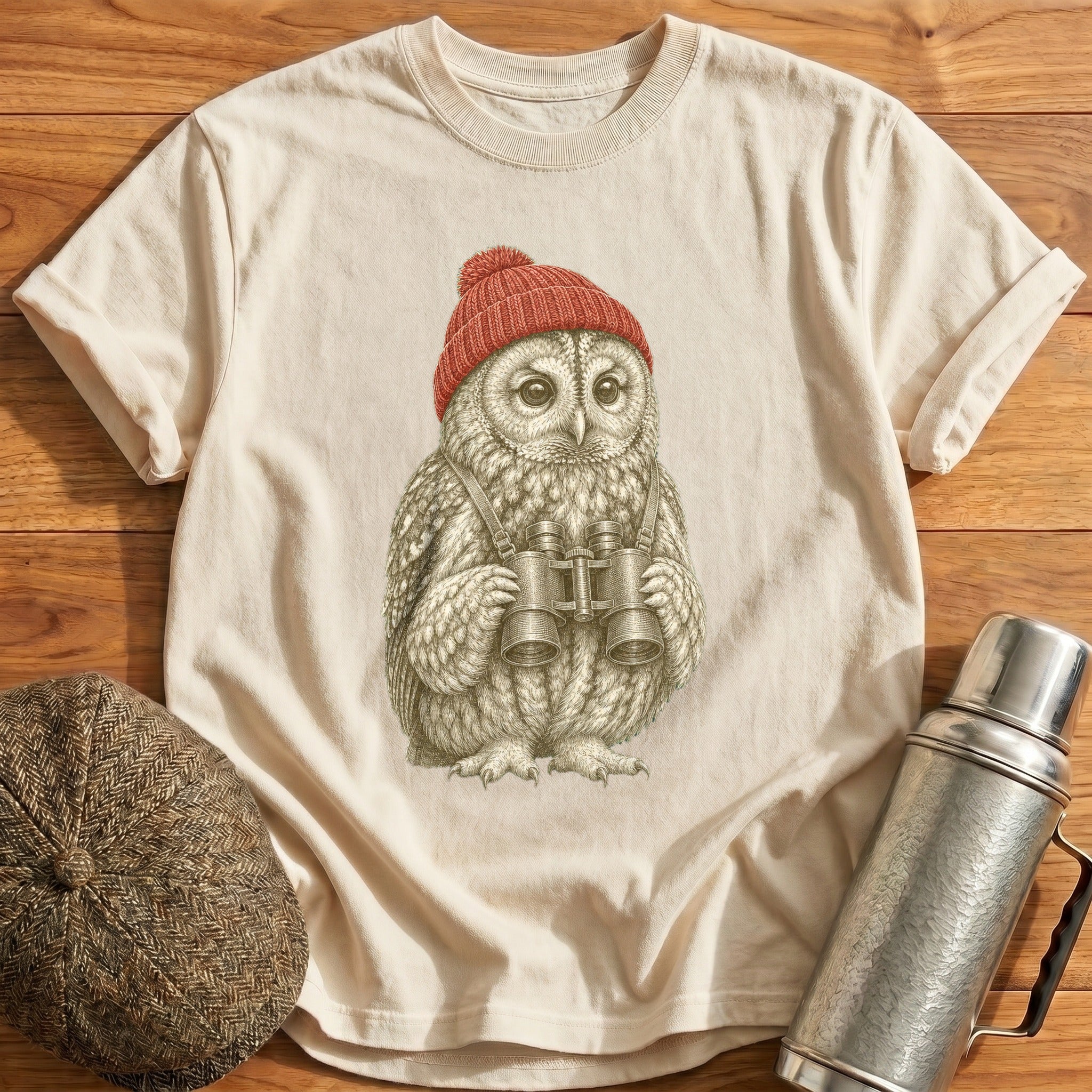 Tawny Owl Trainspotter T-Shirt - Natural