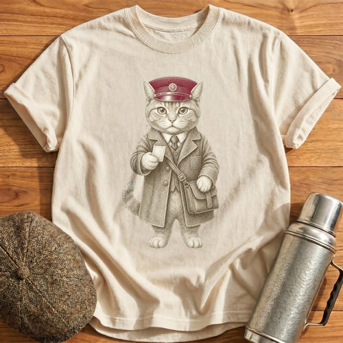 Cat Ticket Inspector T-Shirt - Natural
