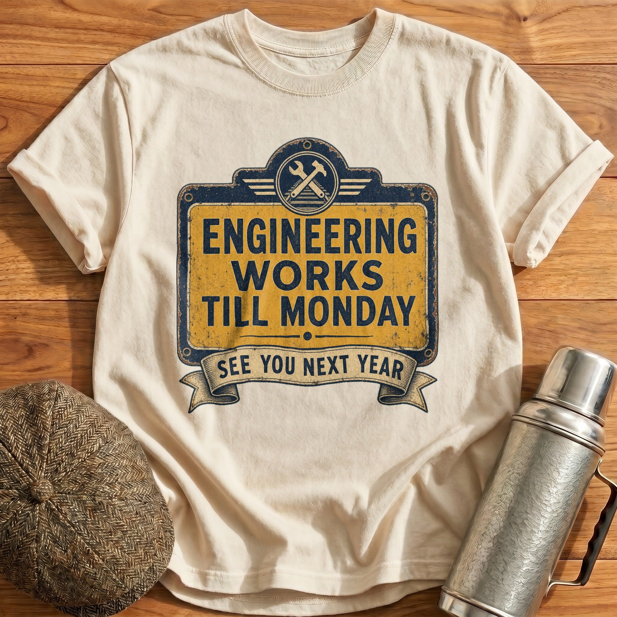 Engineering Works Till Monday T-Shirt - Natural