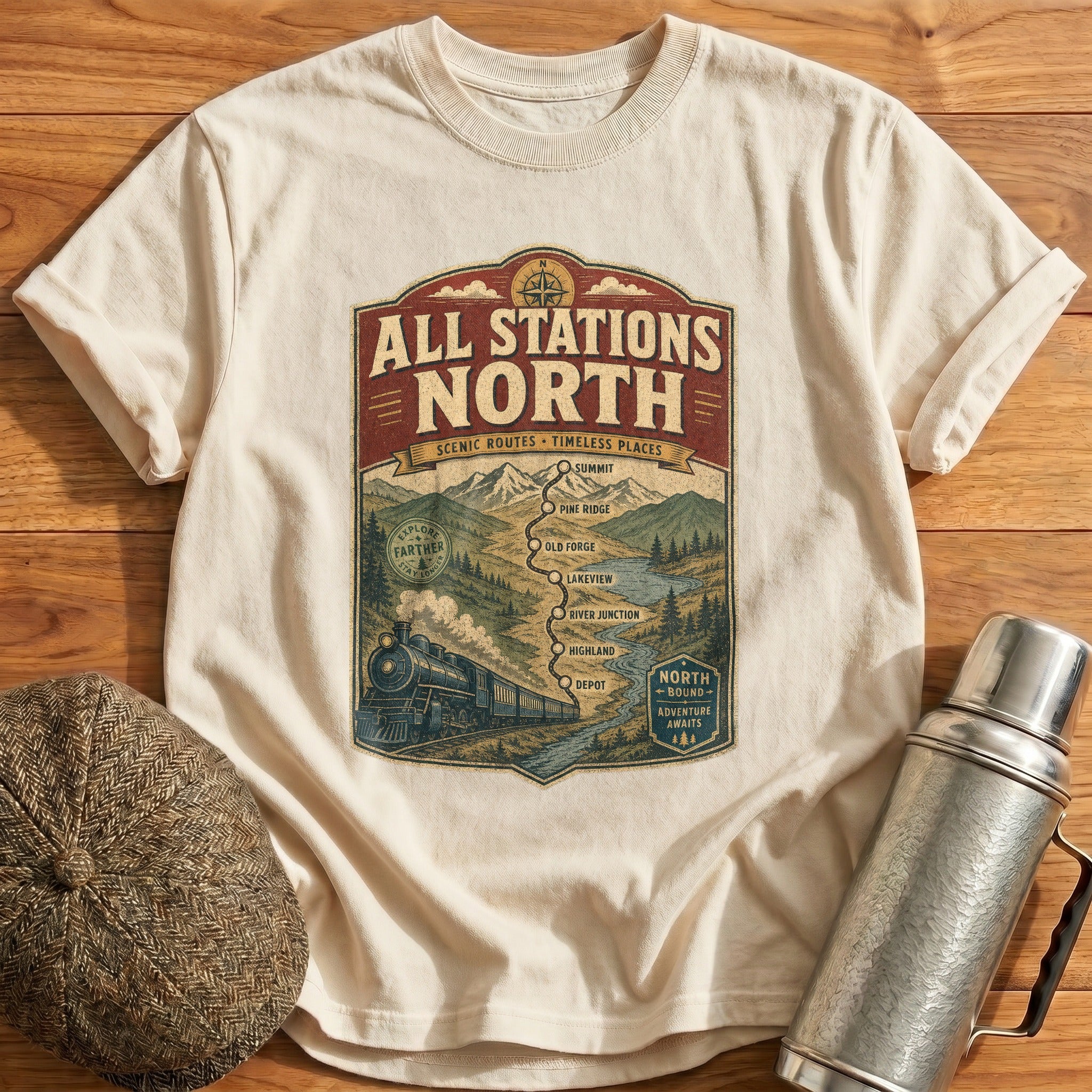 All Stations North II T-Shirt - Natural