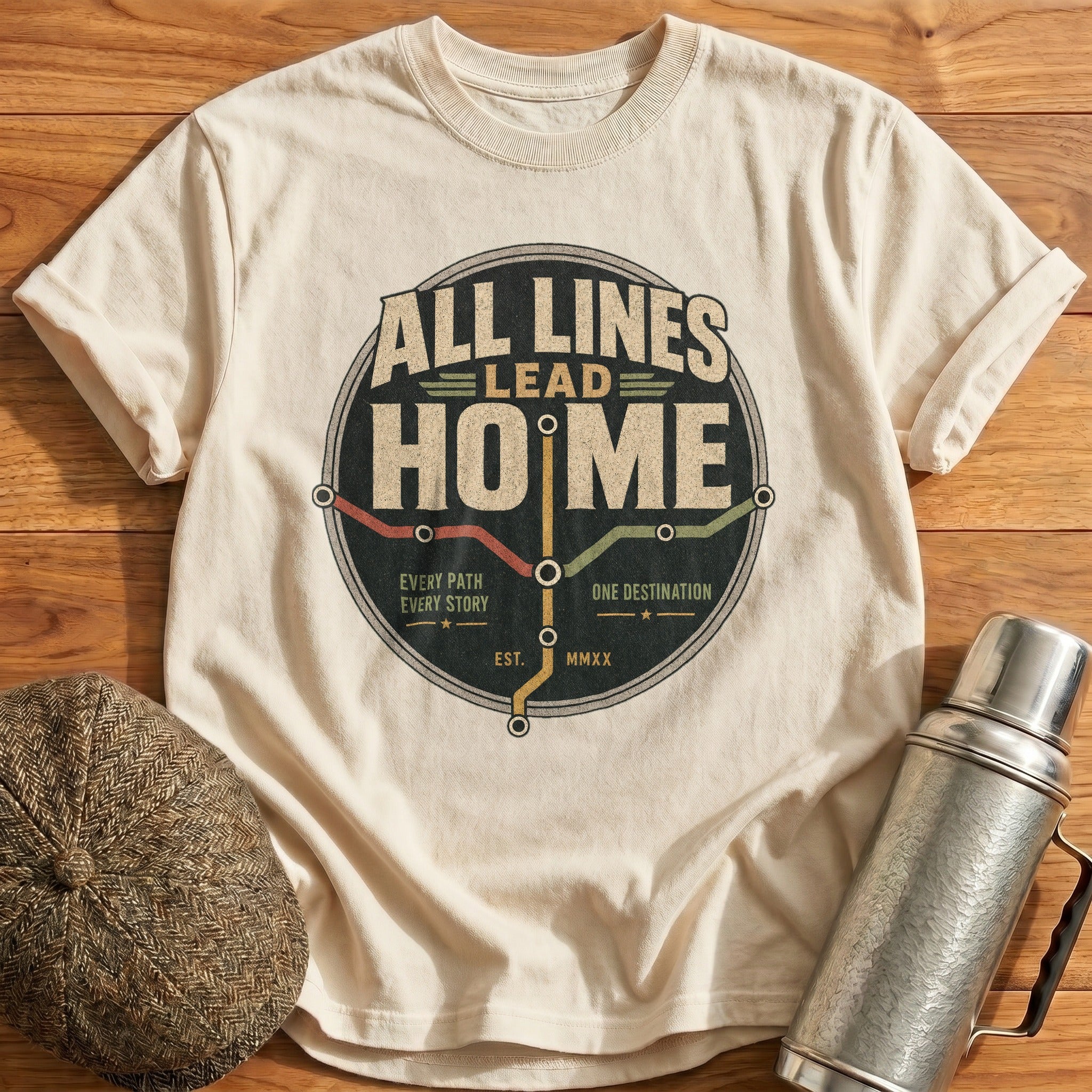 All Lines Lead Home T-Shirt - Natural