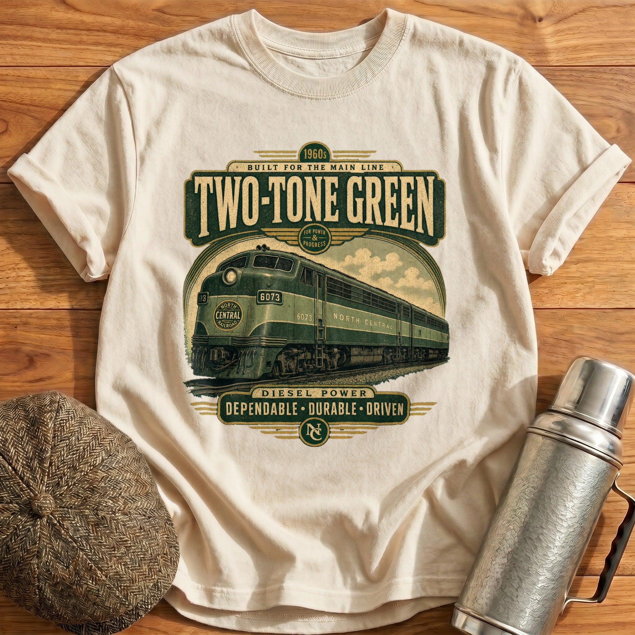 Two-tone Green T-Shirt - Natural