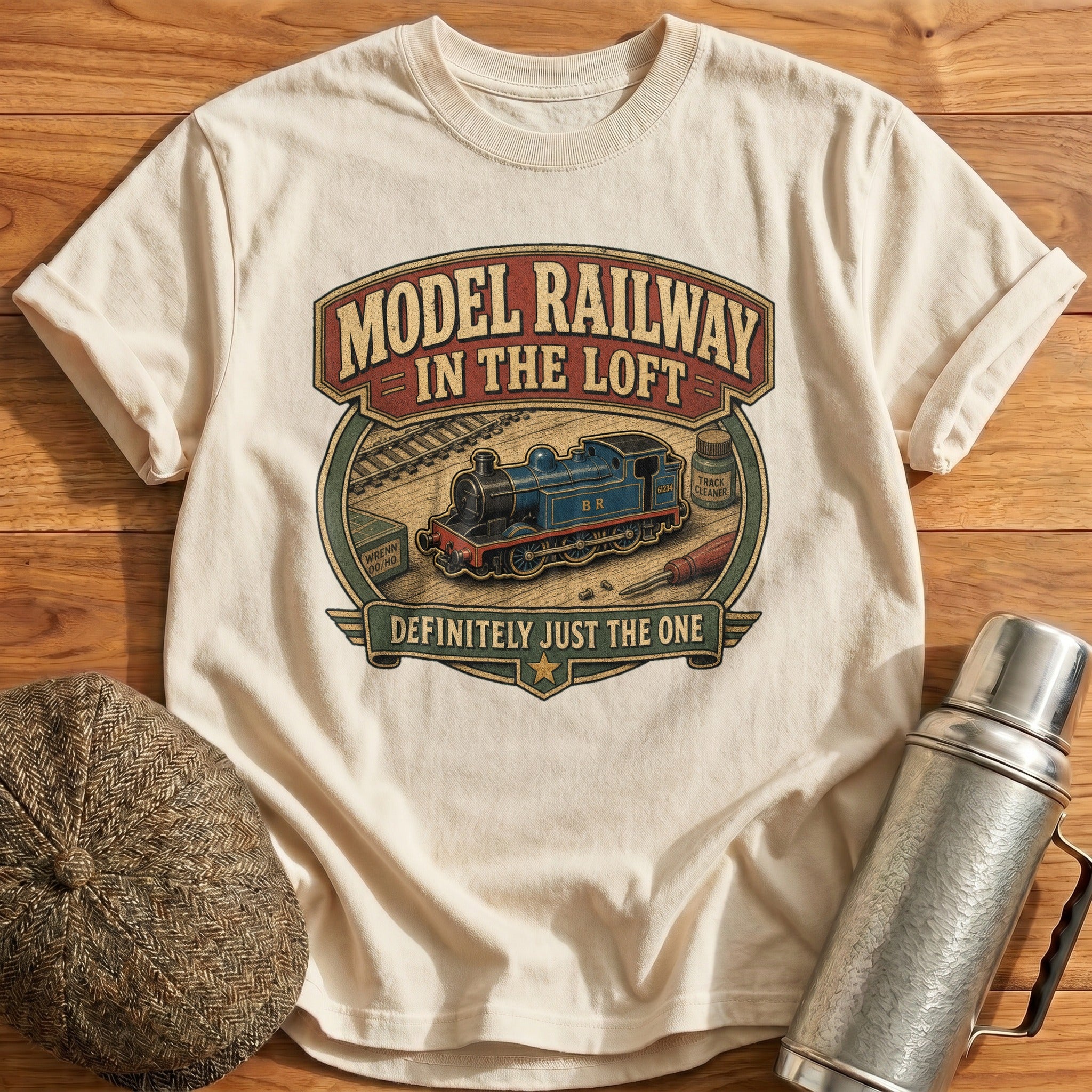 Model Railway in the Loft T-Shirt - Natural