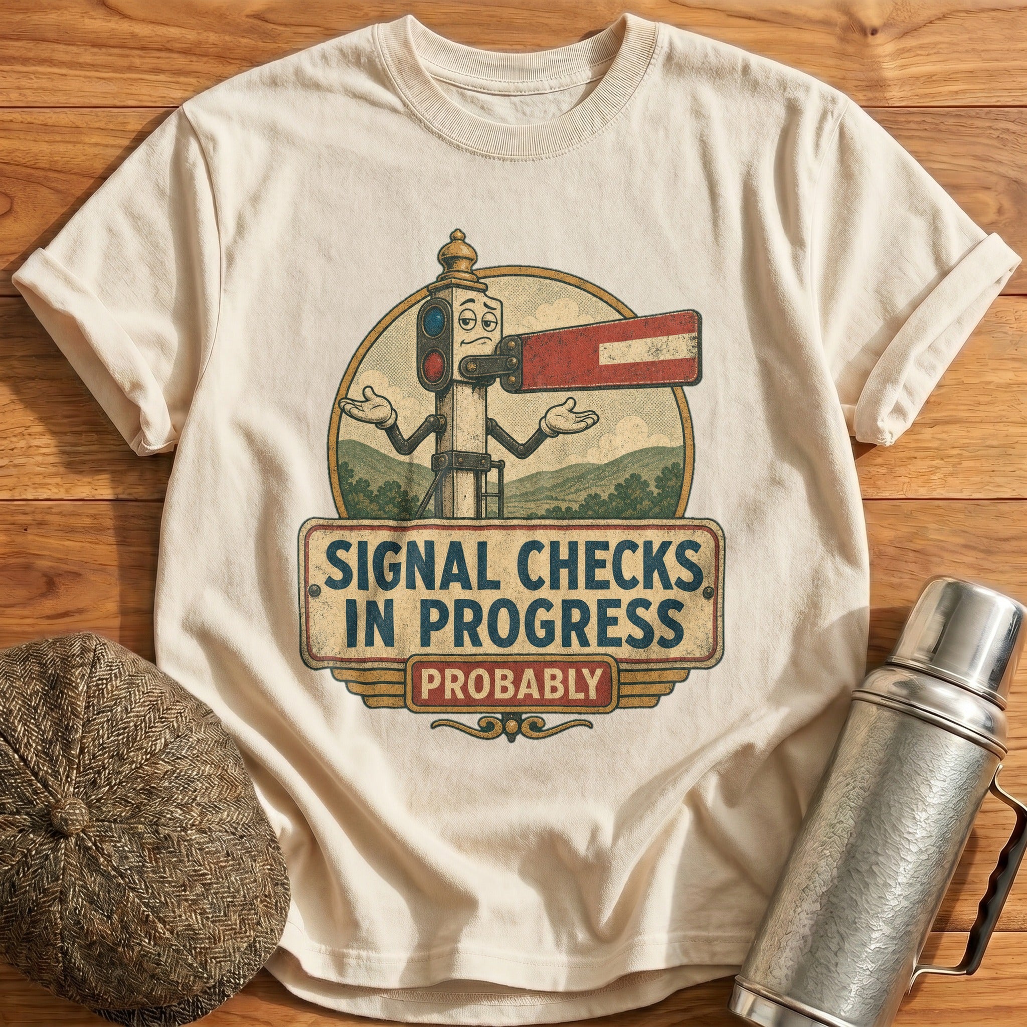 Signal Checks in Progress T-Shirt - Natural