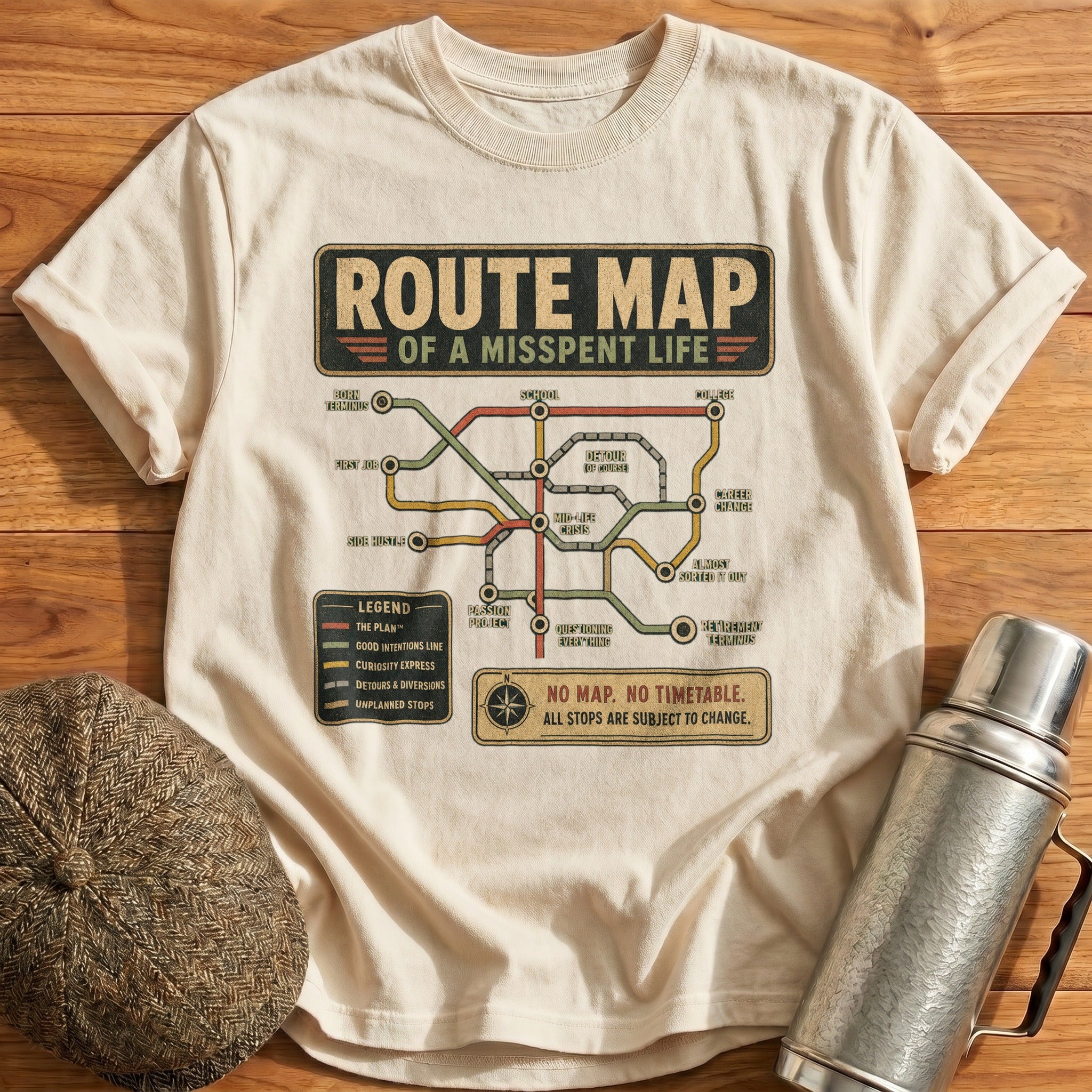 Route Map T-Shirt - Natural