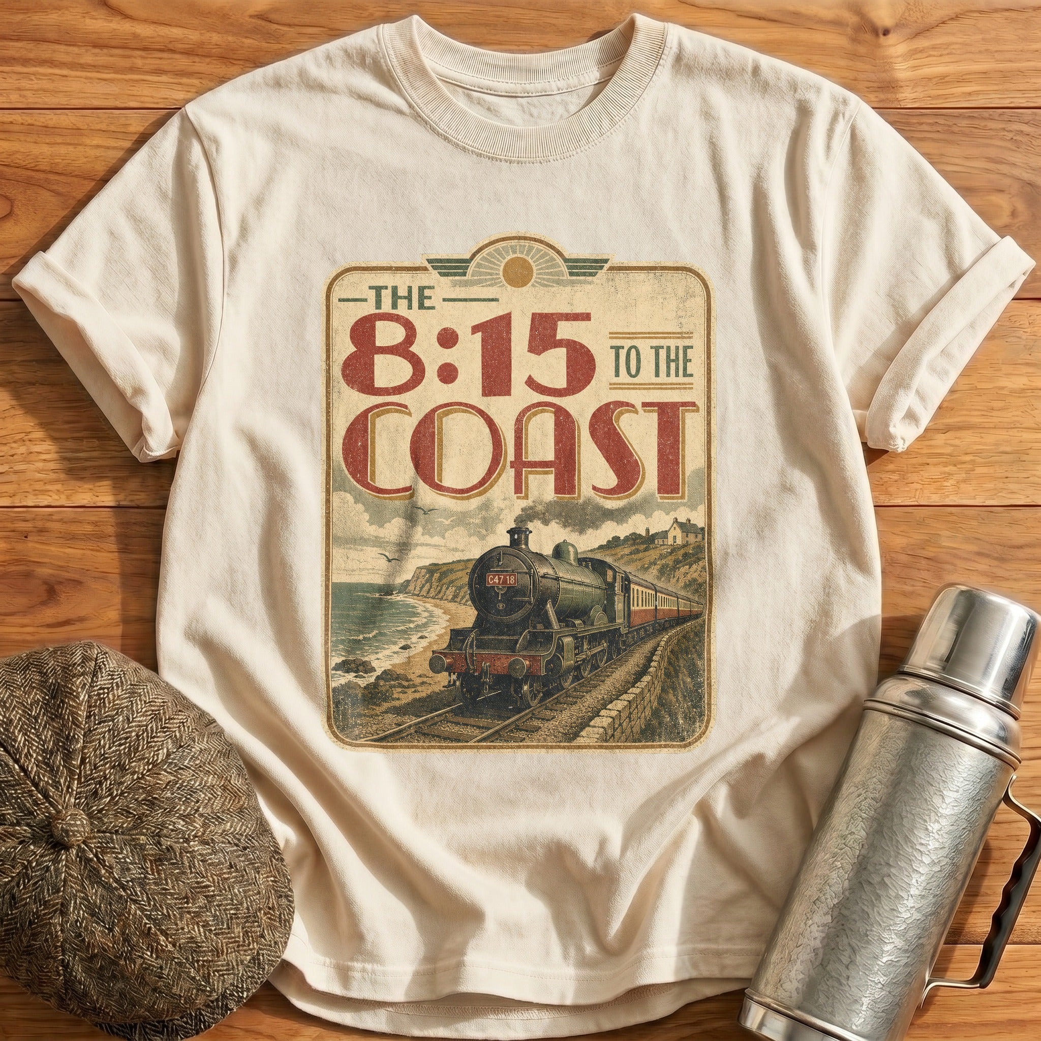 8:15 to the Coast T-Shirt - Natural