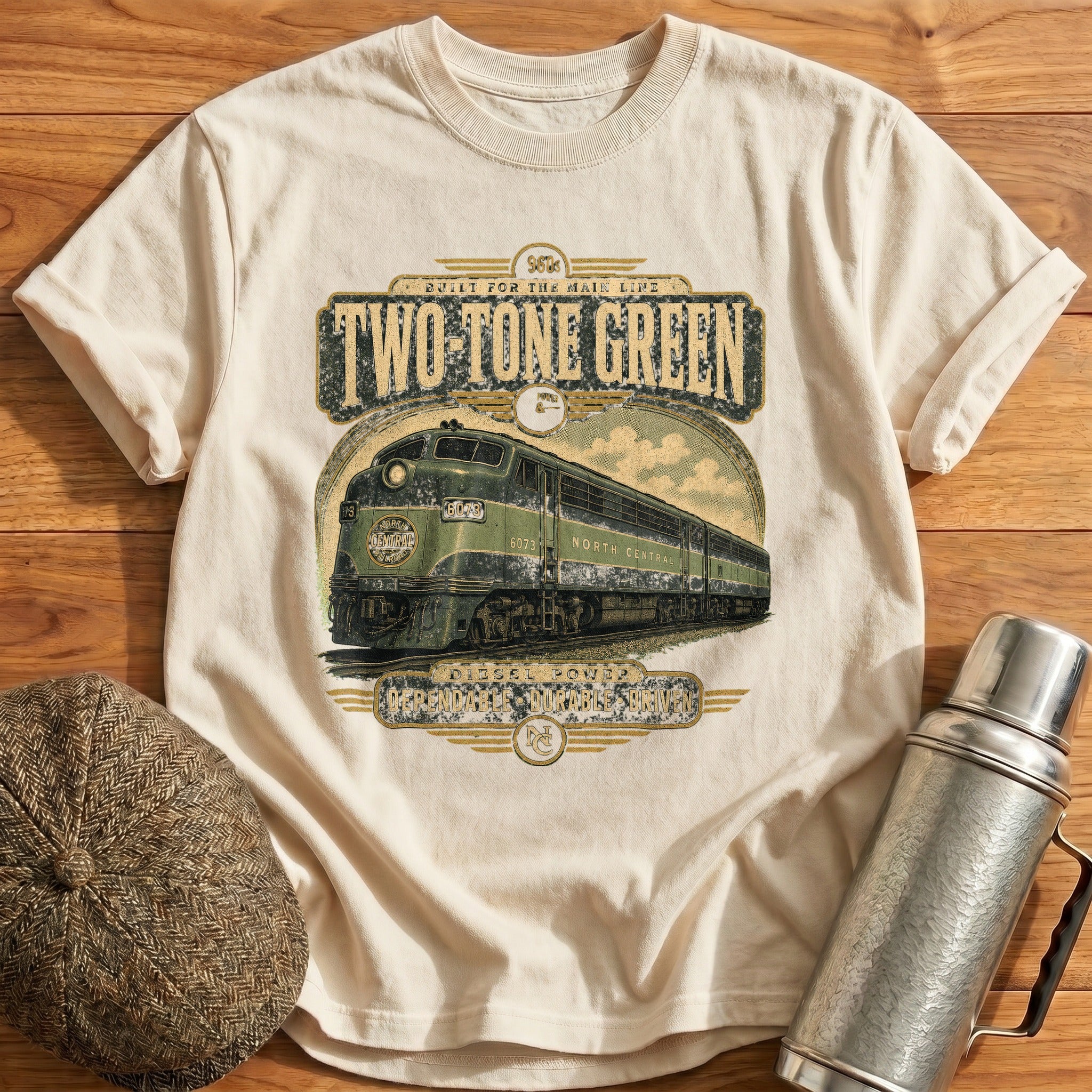 Two-Tone Green T-Shirt - Natural