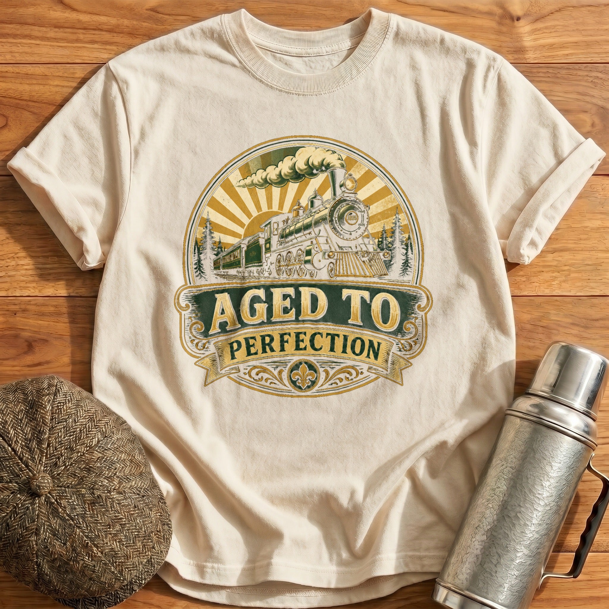 Aged to Perfection Train T-Shirt - Natural