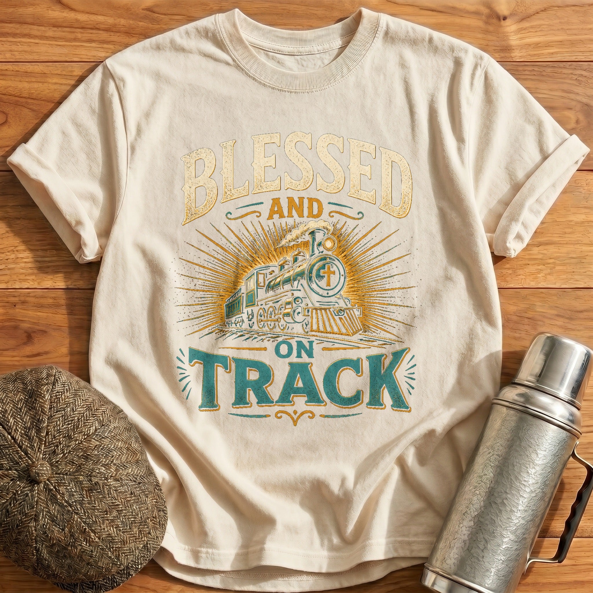 Blessed and on Track T-Shirt - Natural