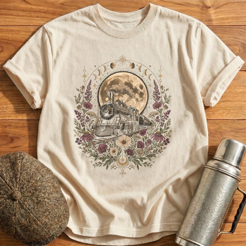 Celestial Train Full Moon T-Shirt - Natural