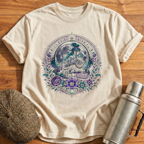 Celestial Train Moon T-Shirt - Natural