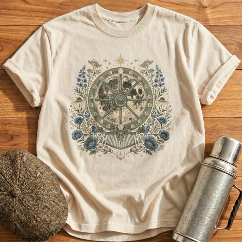 Celestial Wheel Moon T-Shirt - Natural