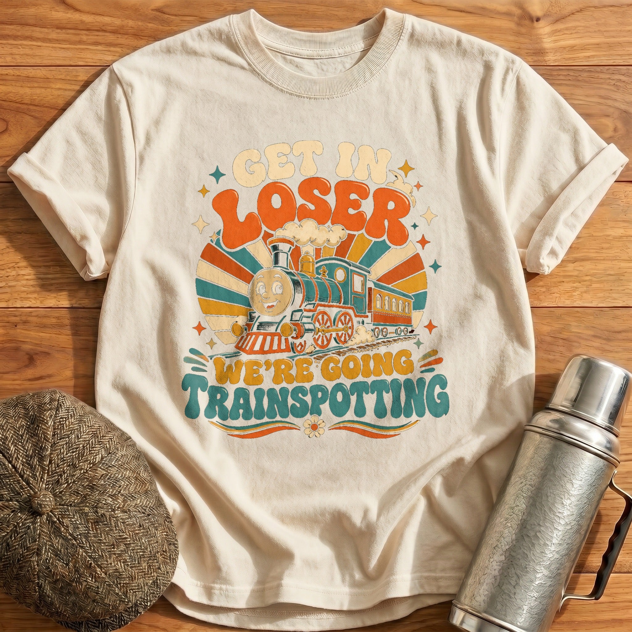 Get in Loser Trainspotting Groovy T-Shirt - Natural