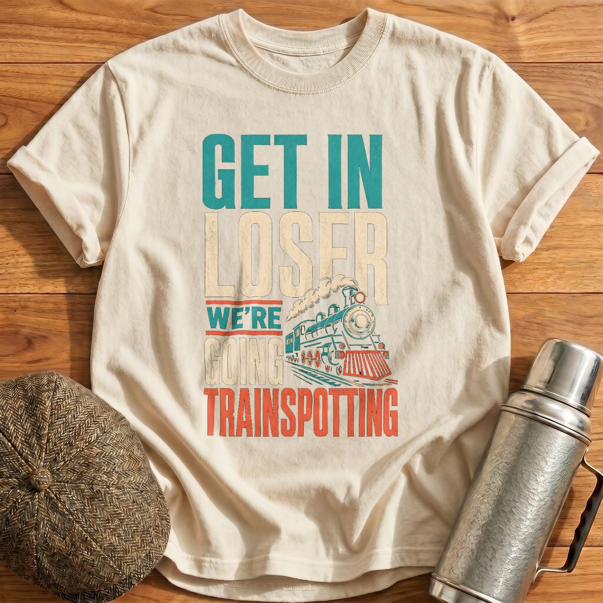 Get in Loser Trainspotting Typo T-Shirt - Natural