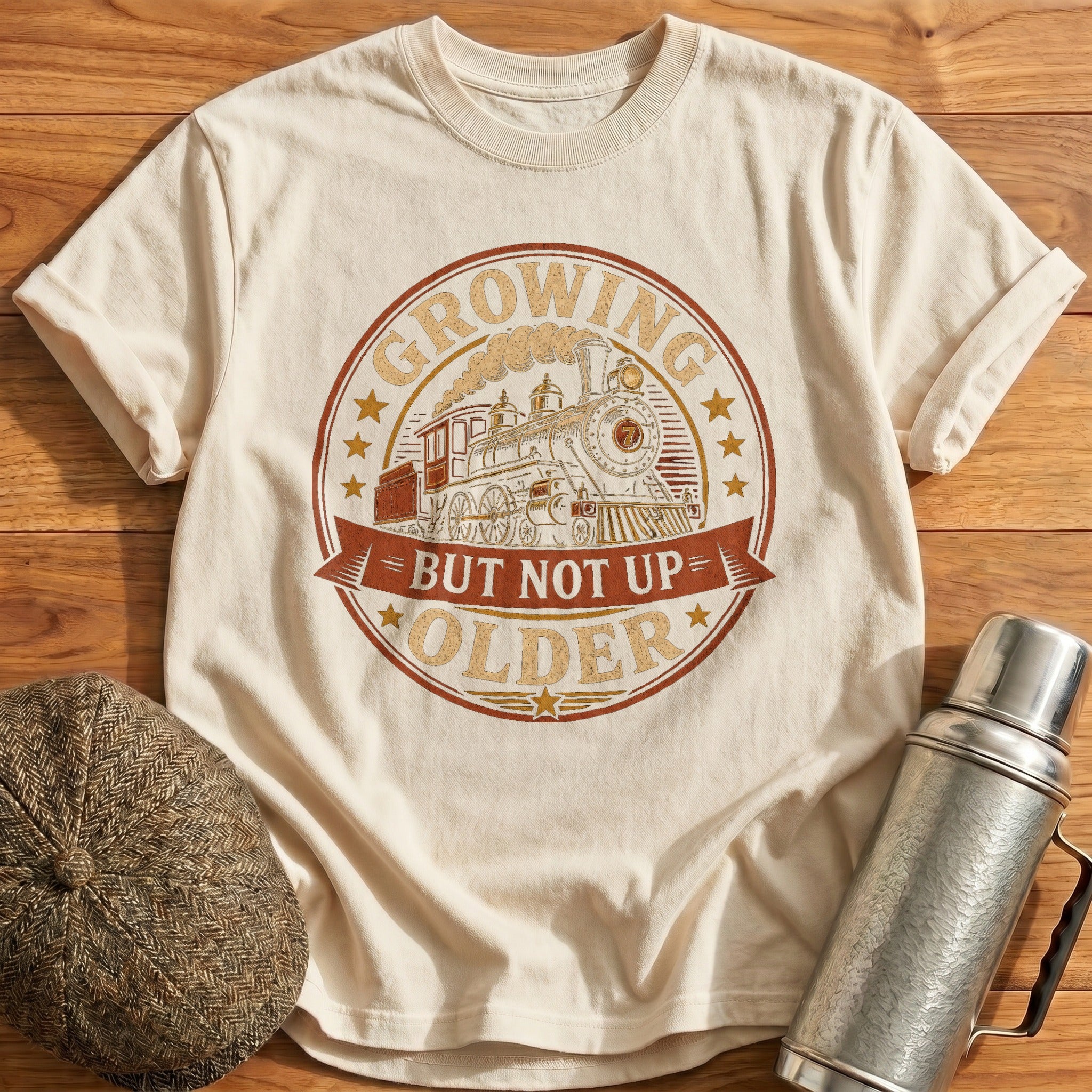Growing Older Emblem T-Shirt - Natural