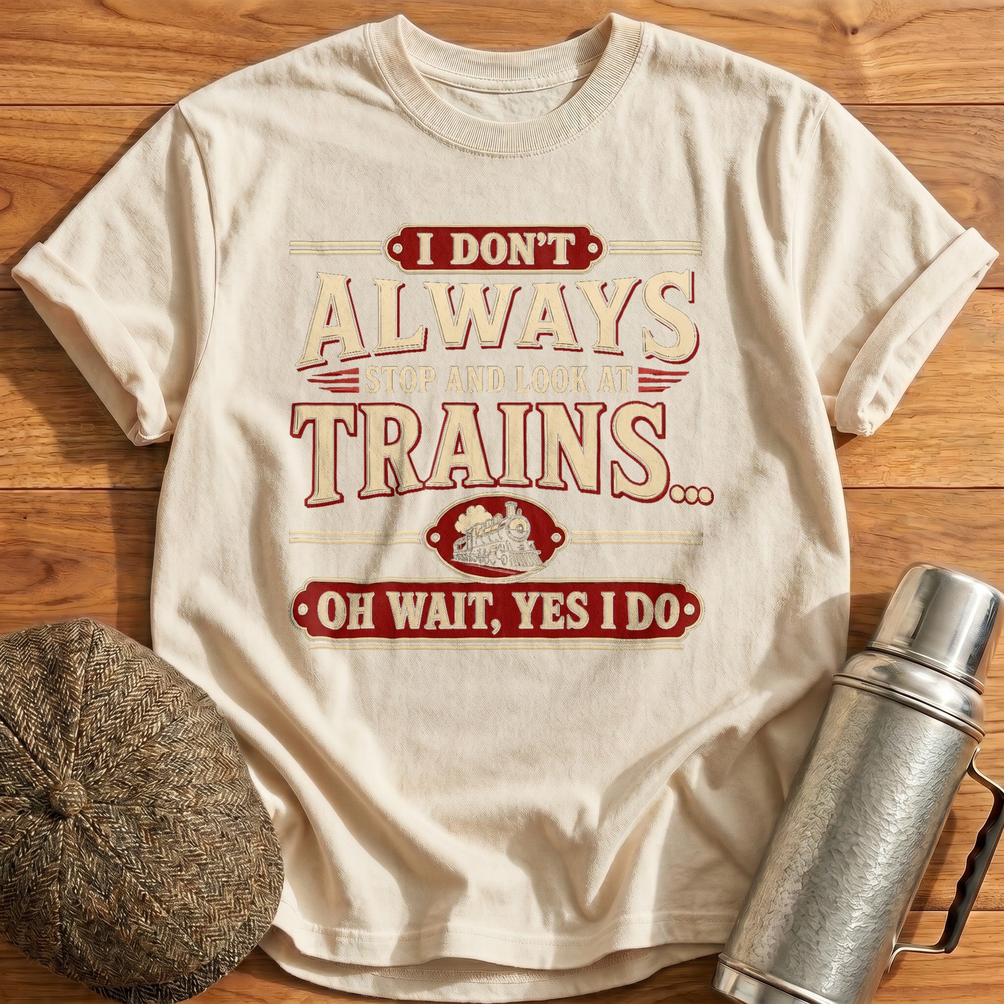 I Don't Always Stop and Look at Trains T-Shirt - Natural